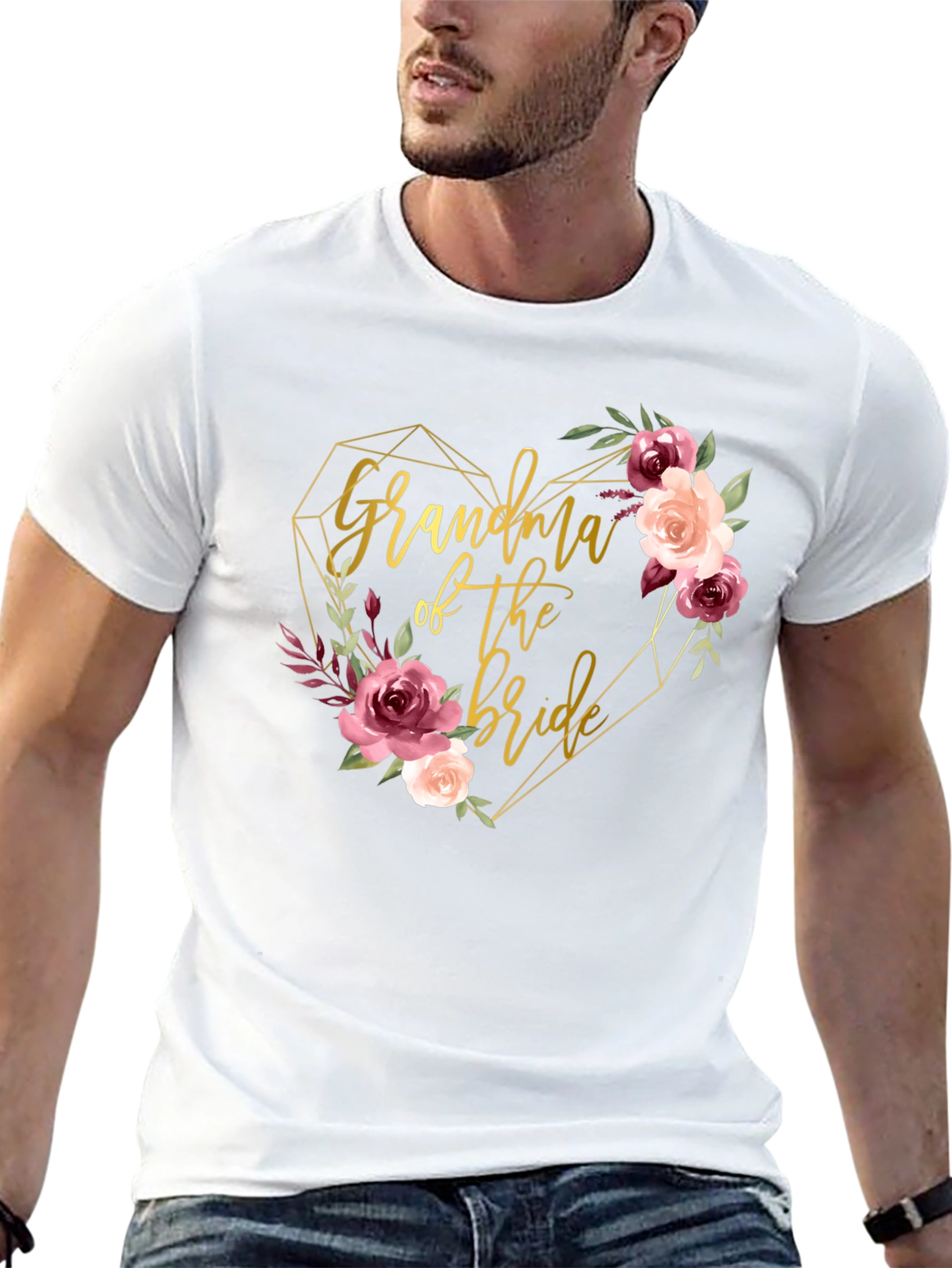 Grandma of the Bride Floral Heart T-Shirt