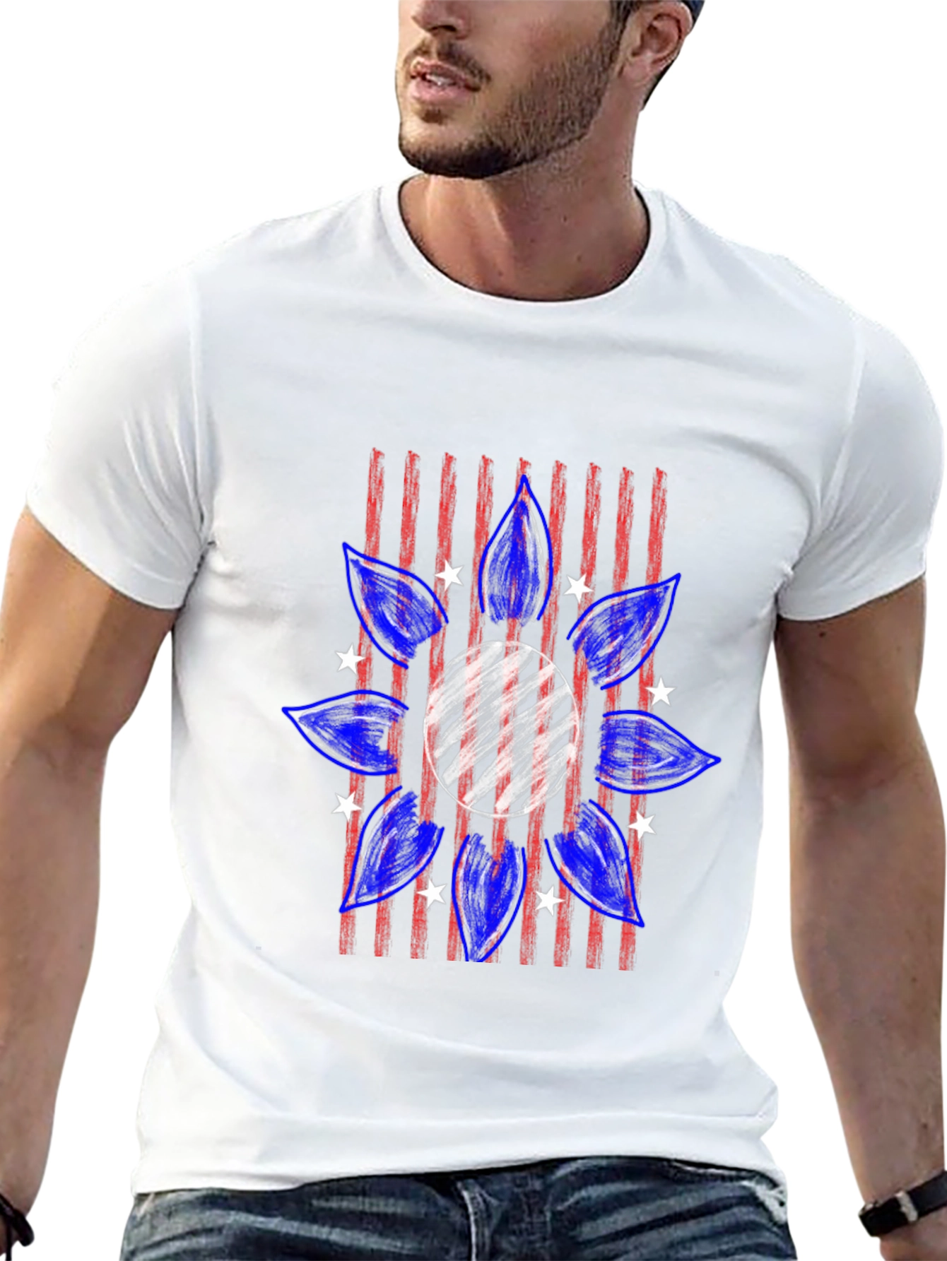 Patriotic Sunflower T-Shirt - Mens Black Tee