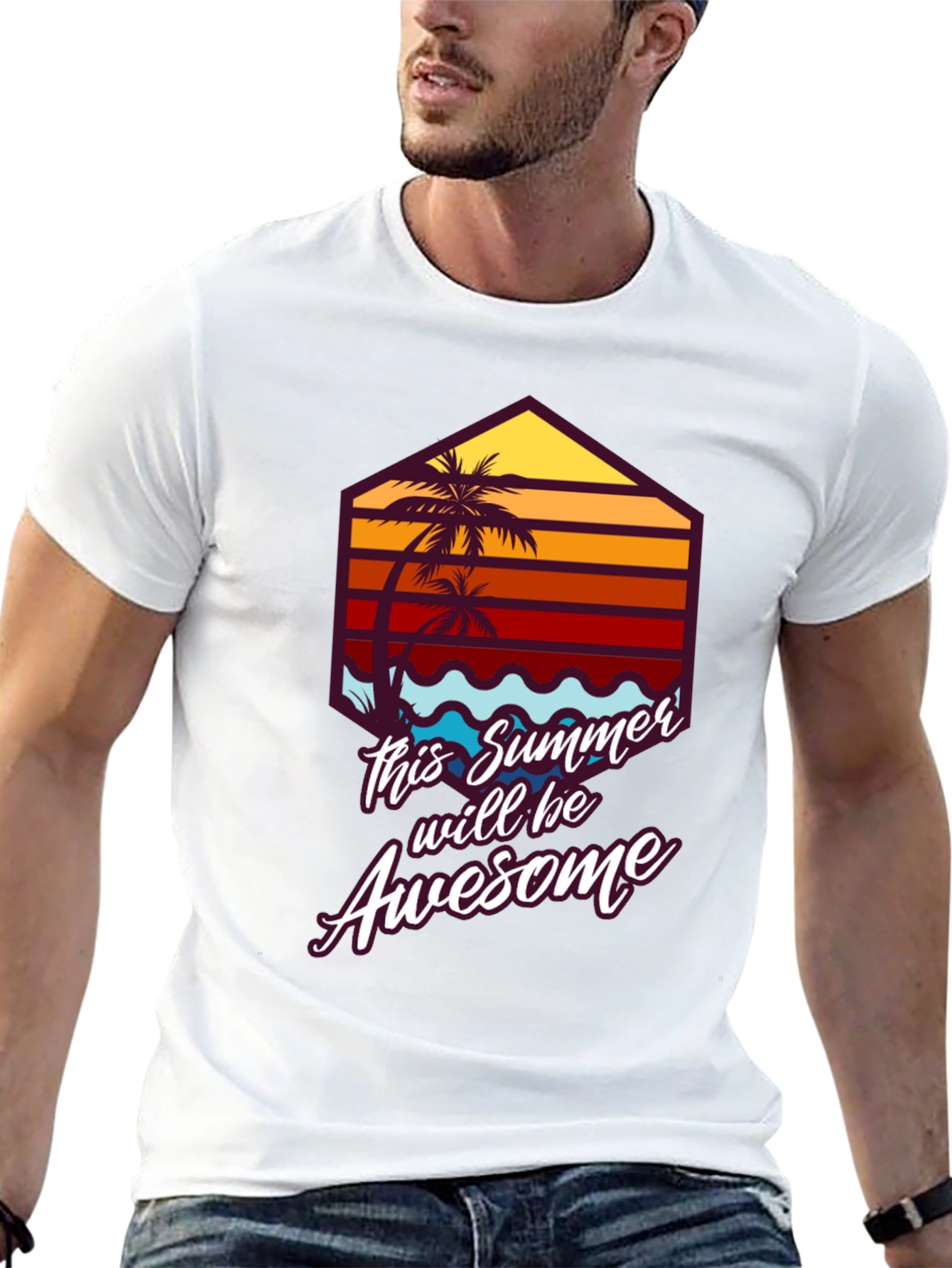 Awesome Summer Tee - Palm Tree Graphic T-Shirt