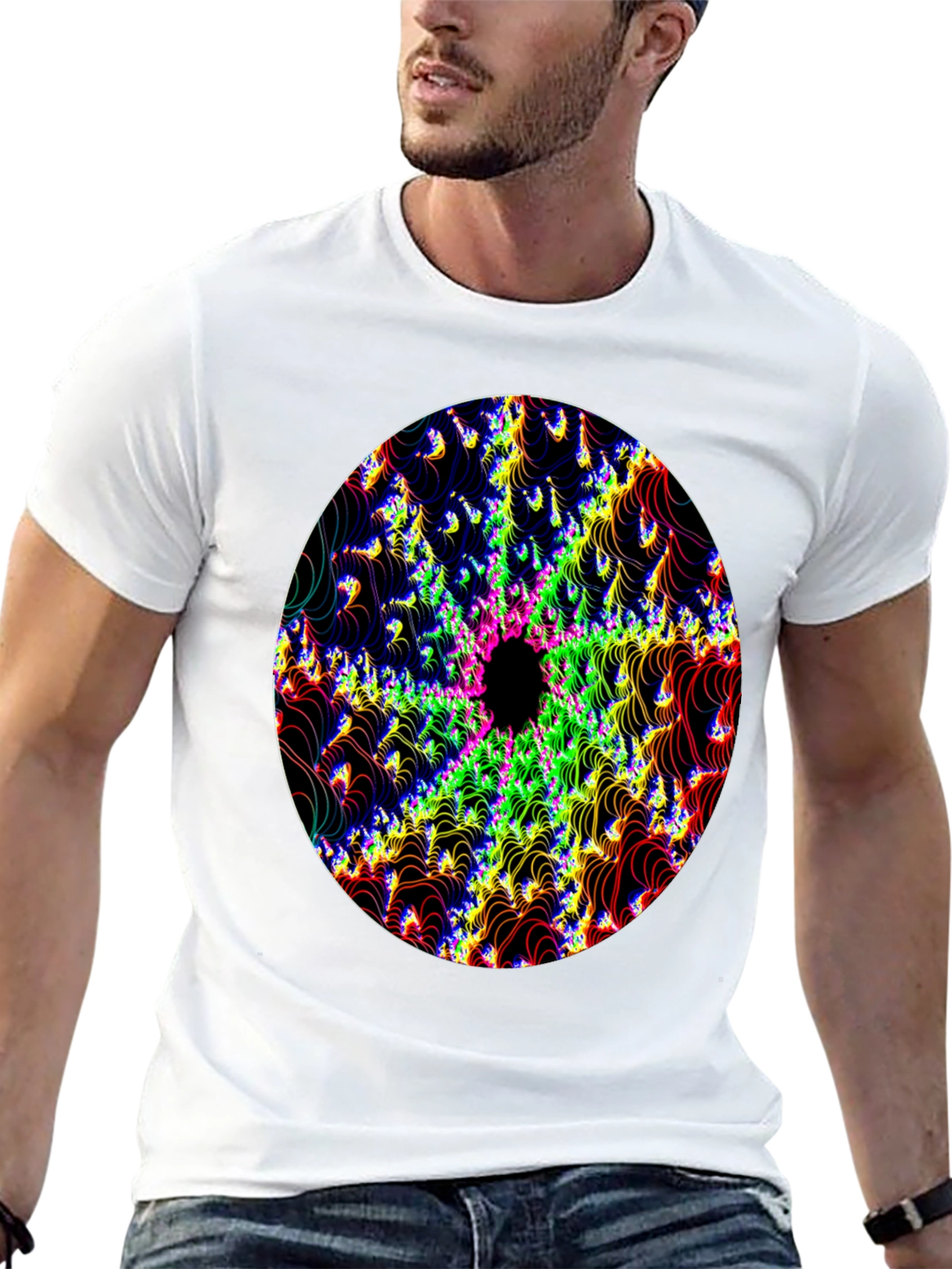 Psychedelic Fractal Graphic Black T-Shirt