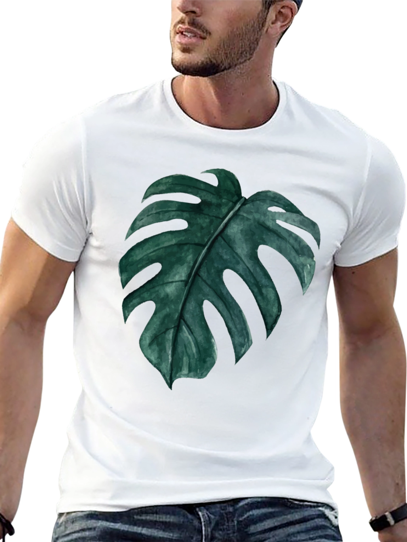 Monstera Leaf Graphic Black T-Shirt