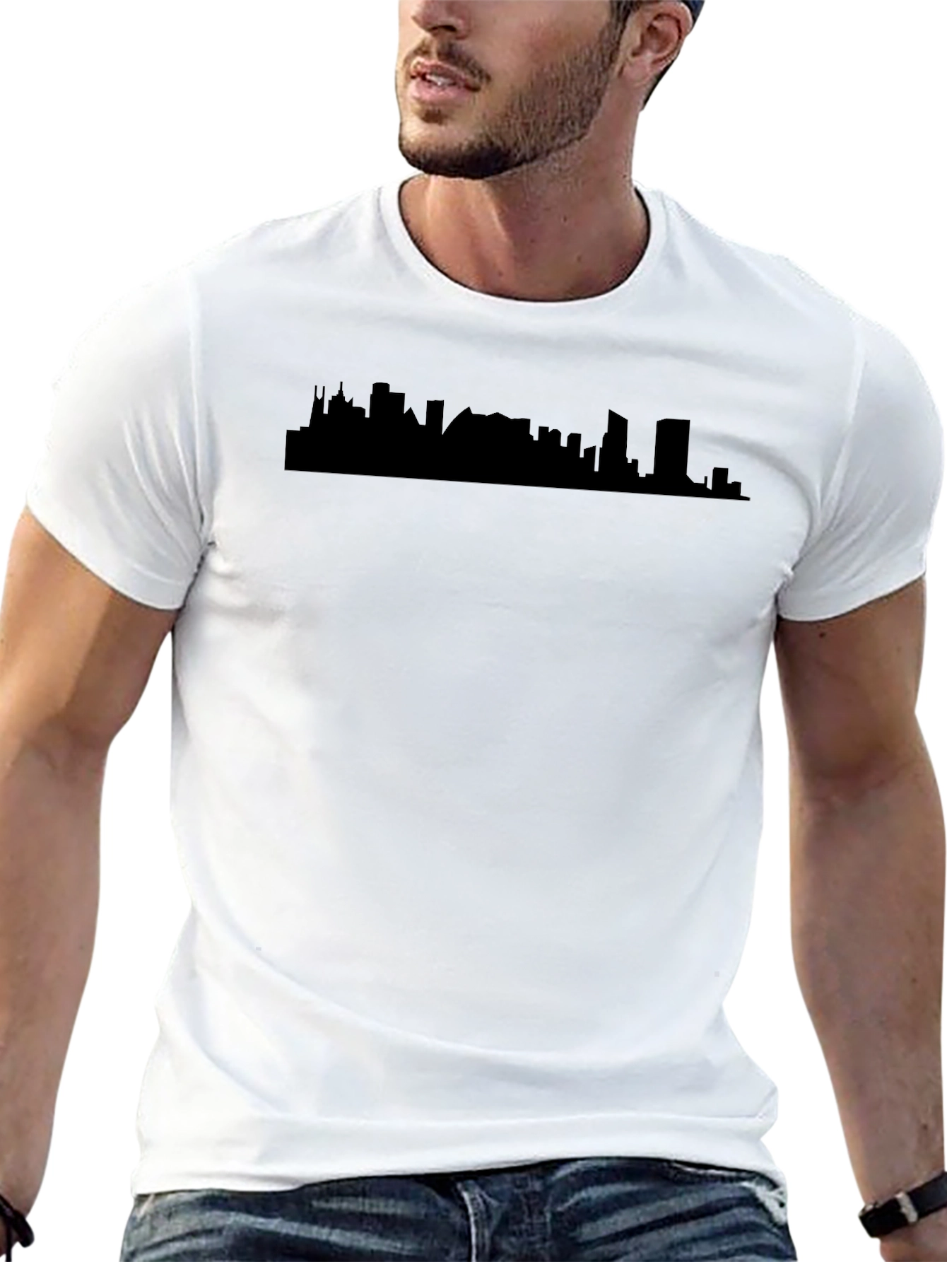 Modern Skyline Graphic Tee - Black