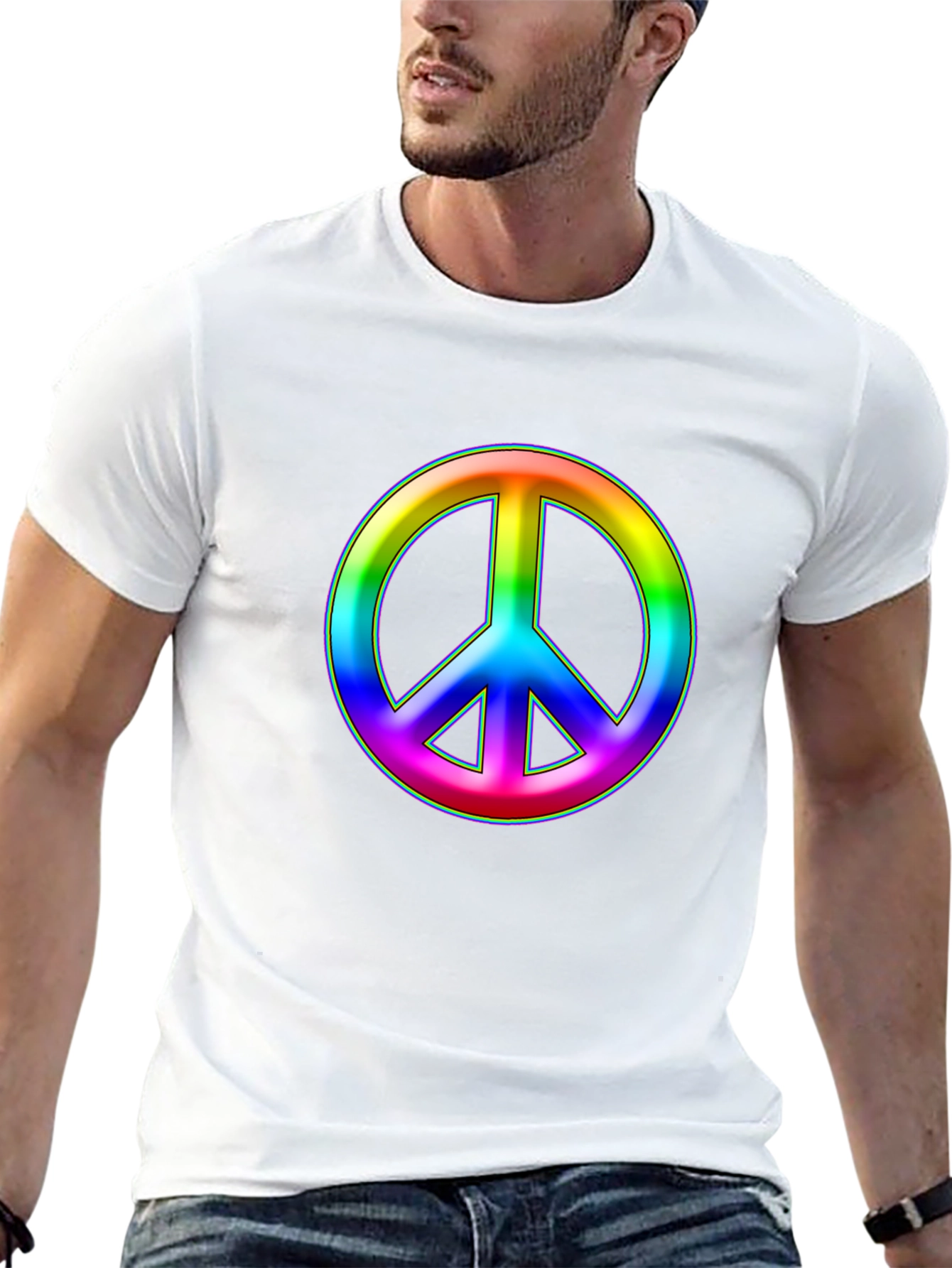 Rainbow Peace Sign Black T-Shirt