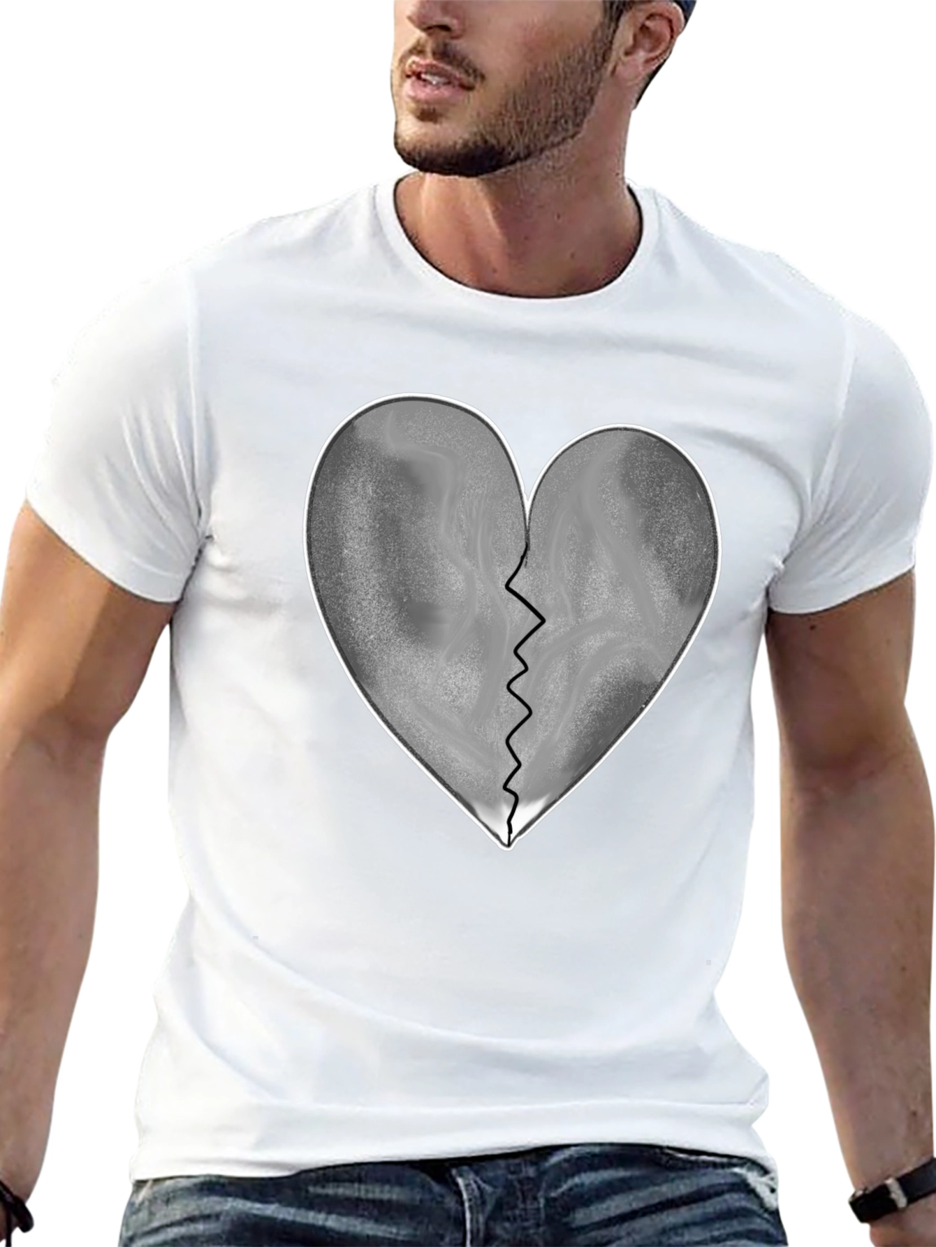 Broken Heart Graphic T-Shirt - Black Casual Tee