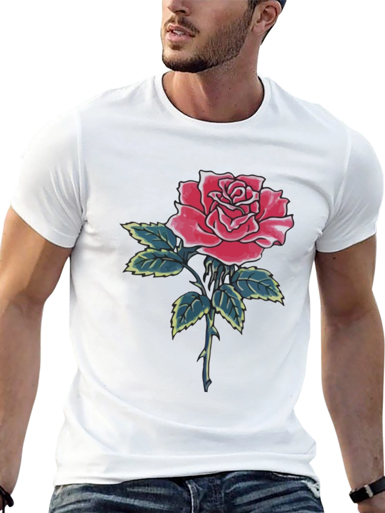 Rose Graphic Black T-Shirt for Men