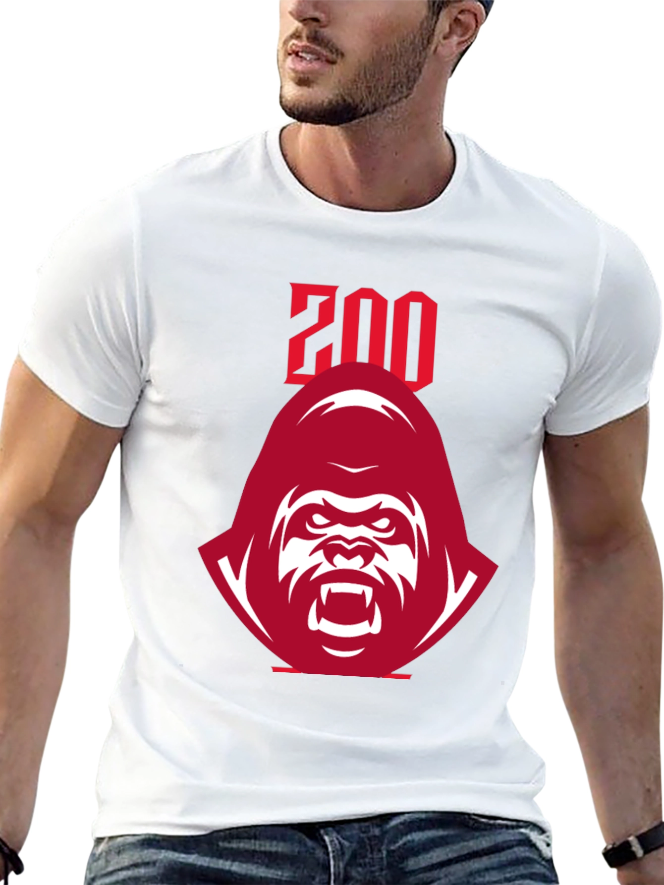 Zoo Graphic Tee - Bold Red Gorilla Design