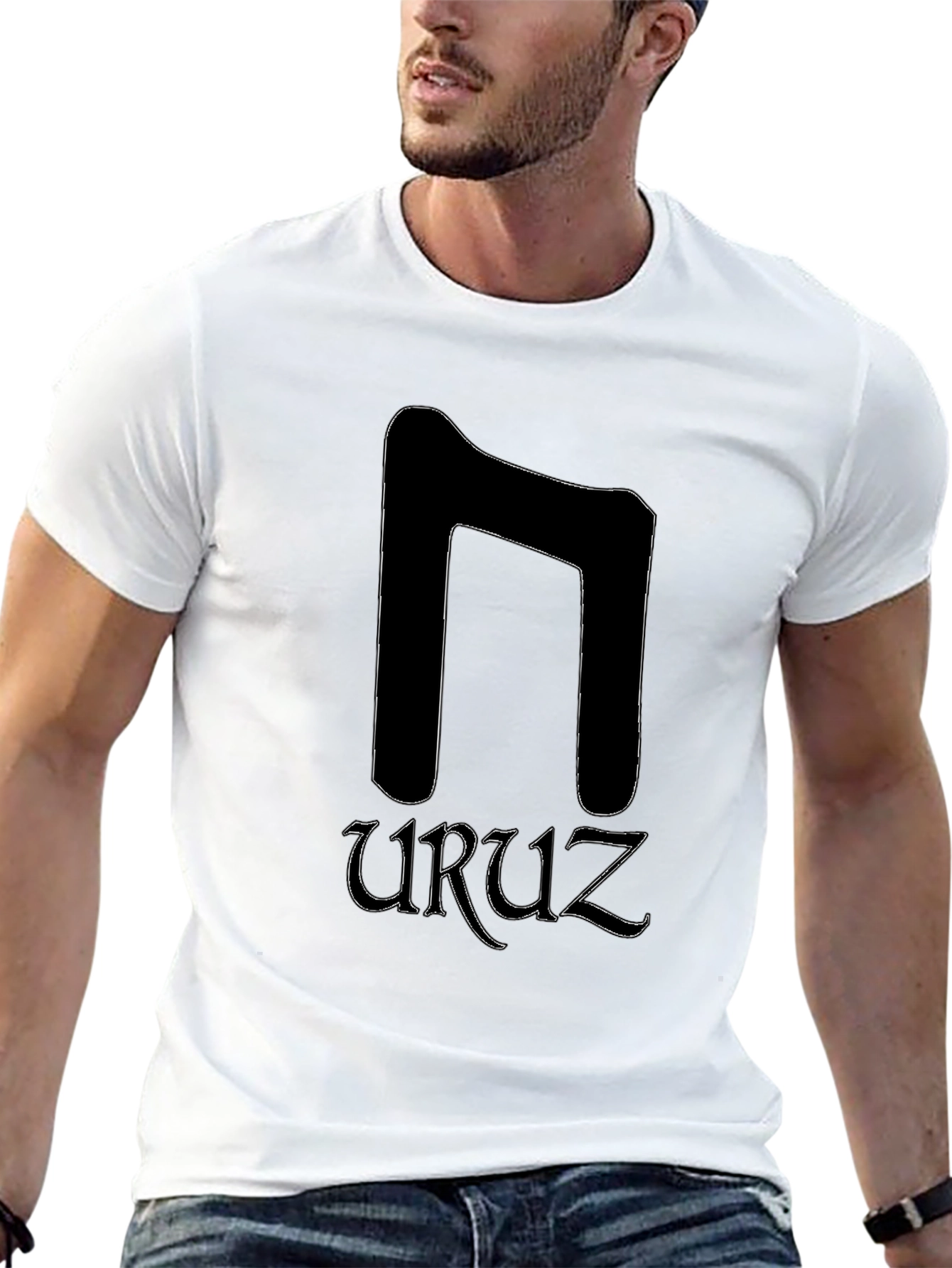 Uruz Rune Black T-Shirt - Viking Symbol Tee