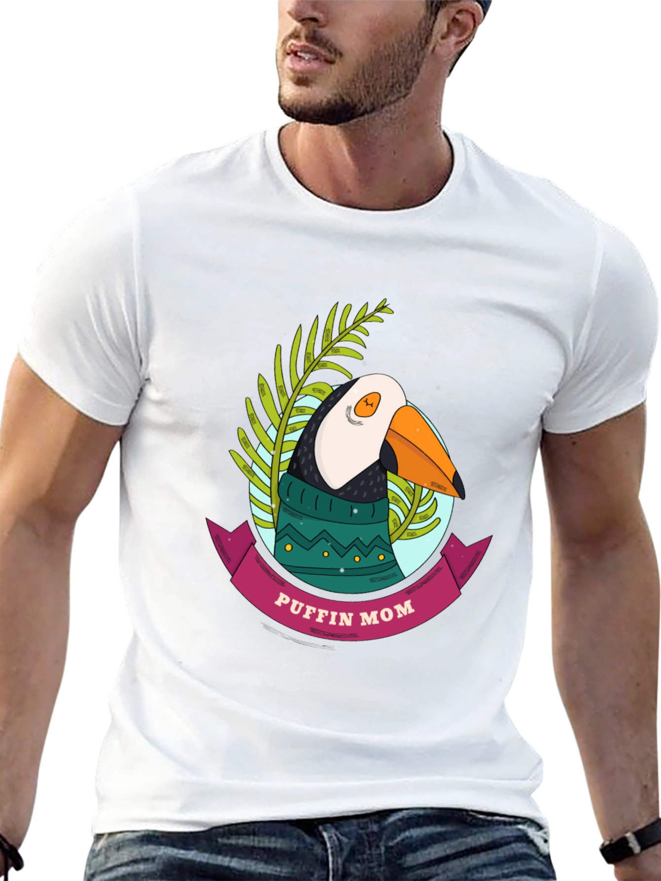 Puffin Mom Graphic Tee - Cute Bird Lover Shirt