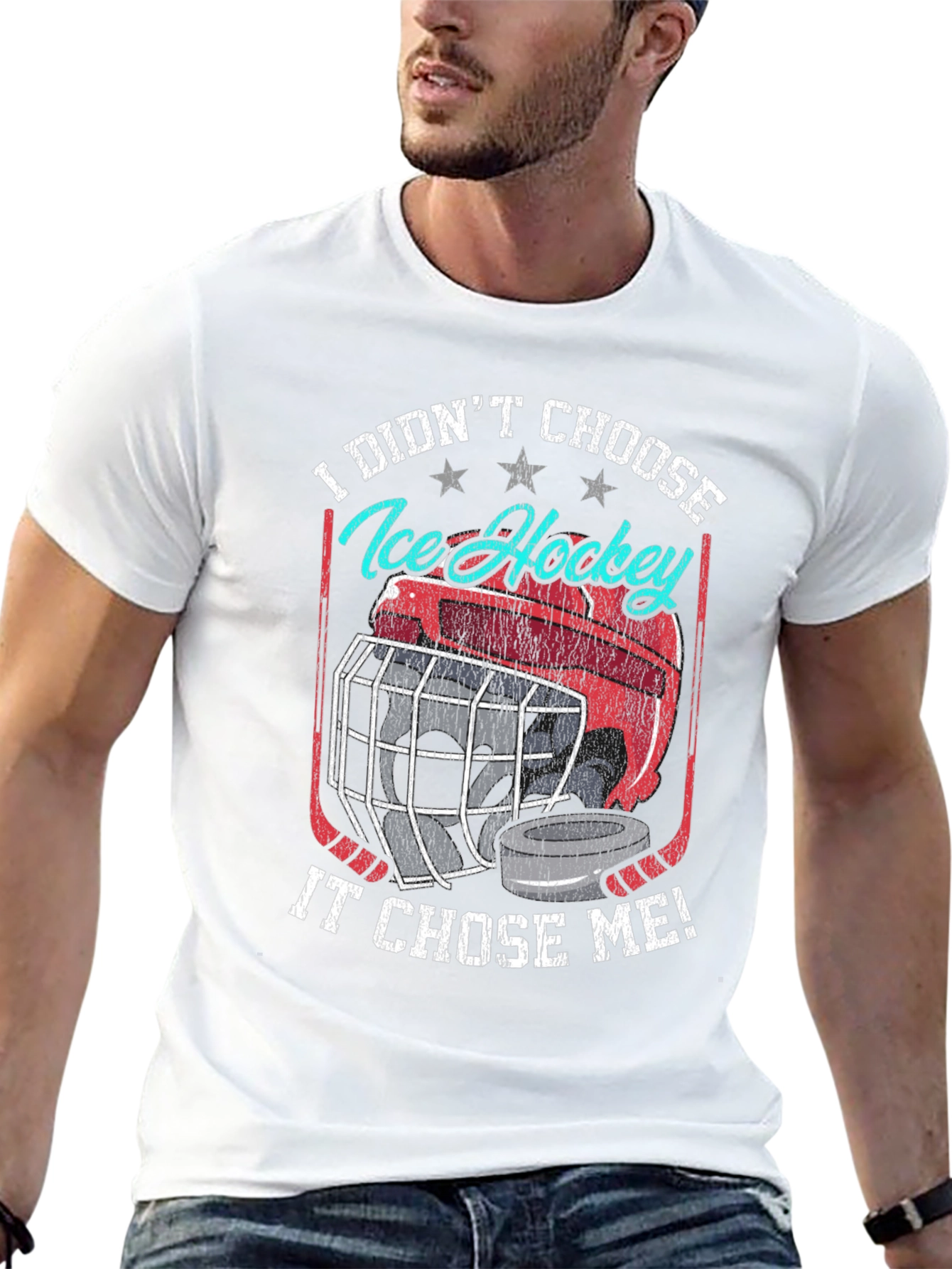 Ice Hockey Chose Me Black Graphic T-Shirt