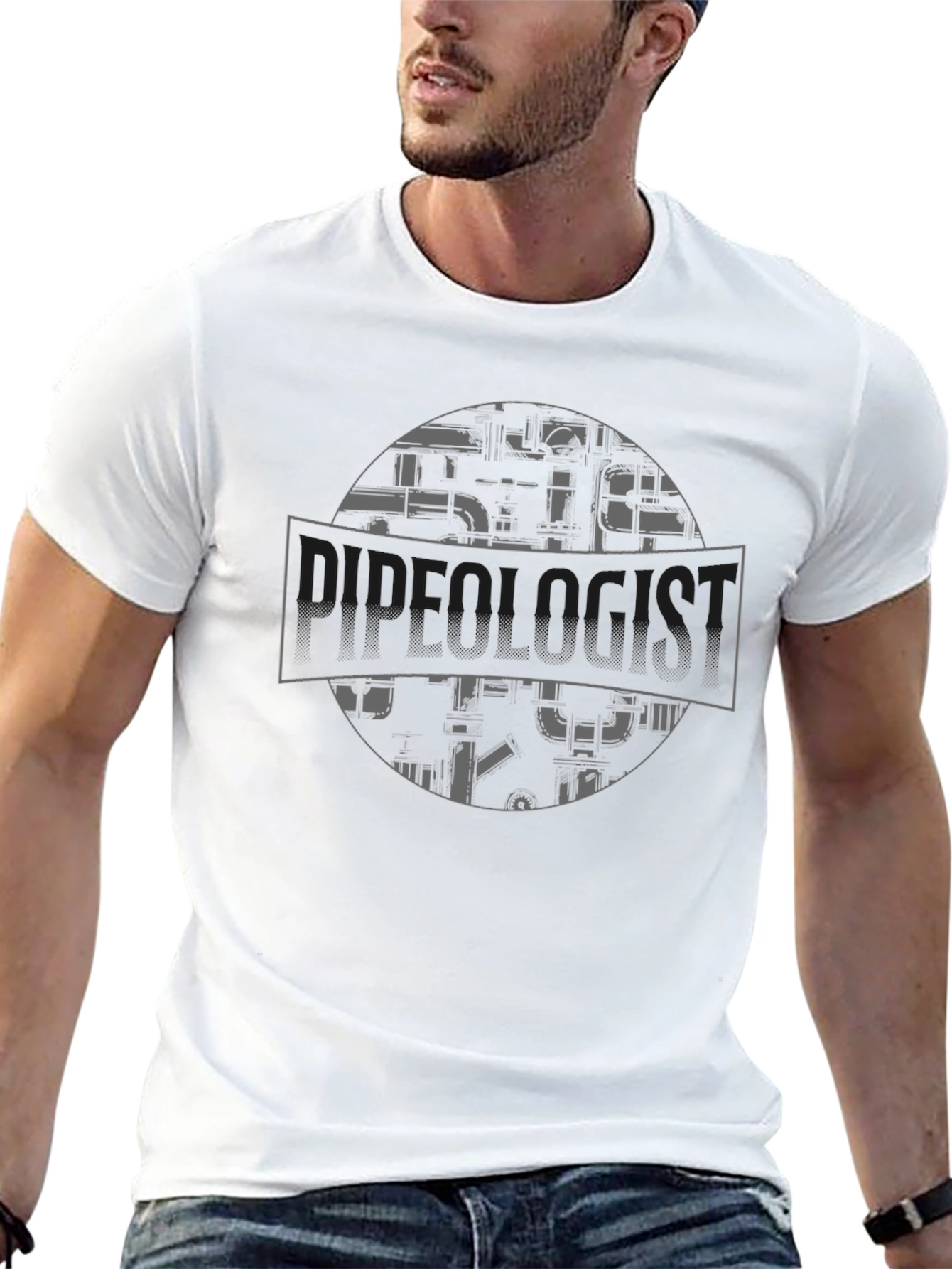 Plumber T-Shirt - Pipe Circle Graphic Tee - Black