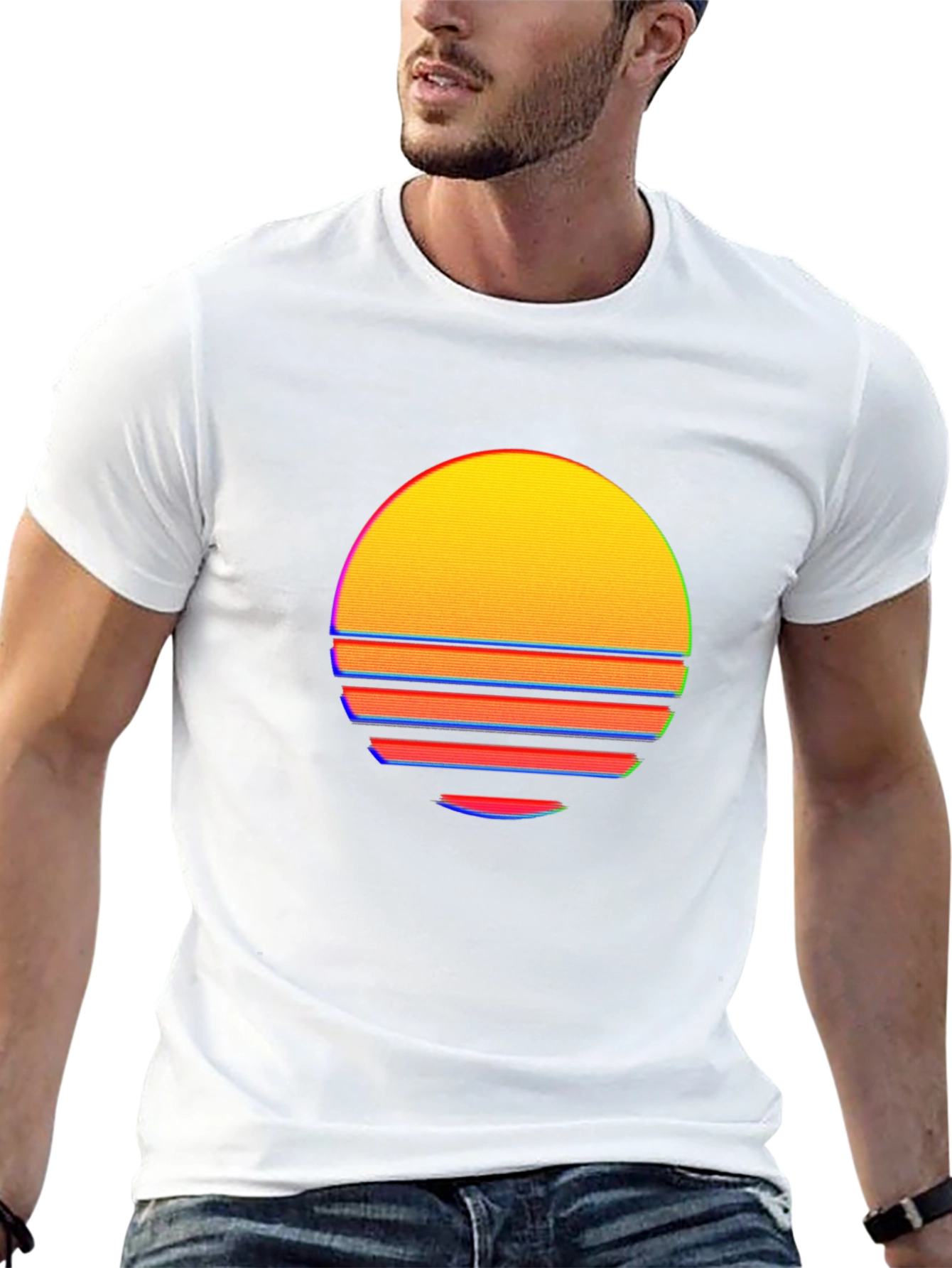 Retro Sunset Graphic Tee - Black