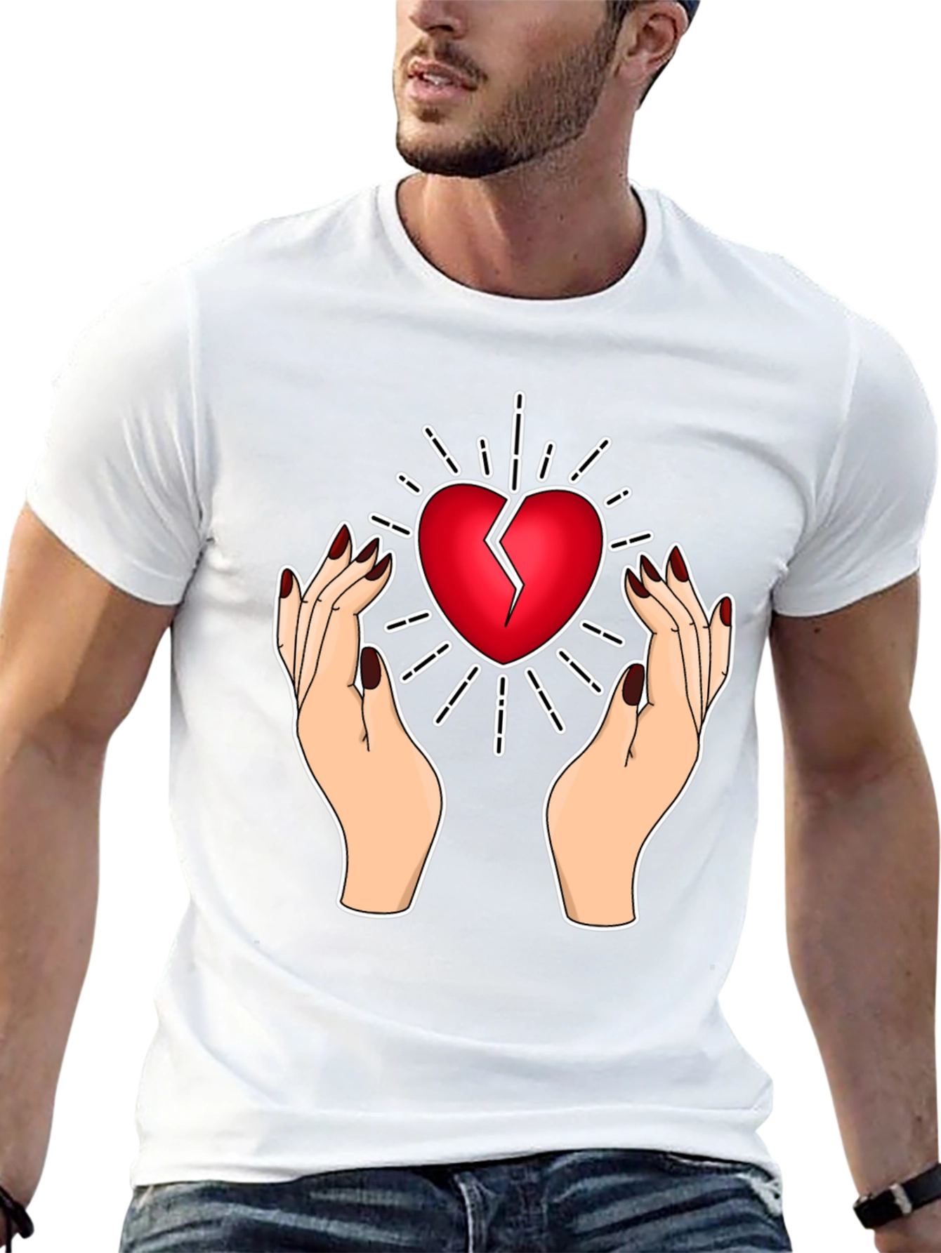 Broken Heart Hands T-Shirt - Unique Graphic Tee