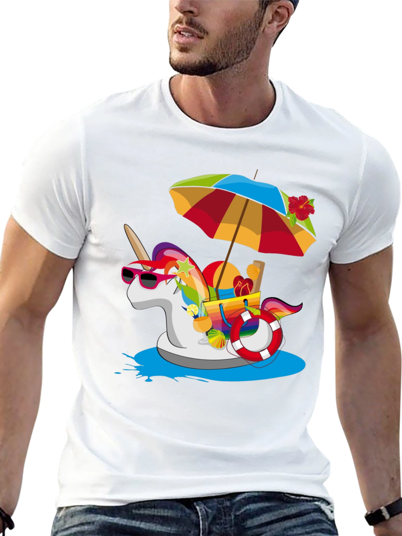 Summer Unicorn Pool Party Graphic Tee