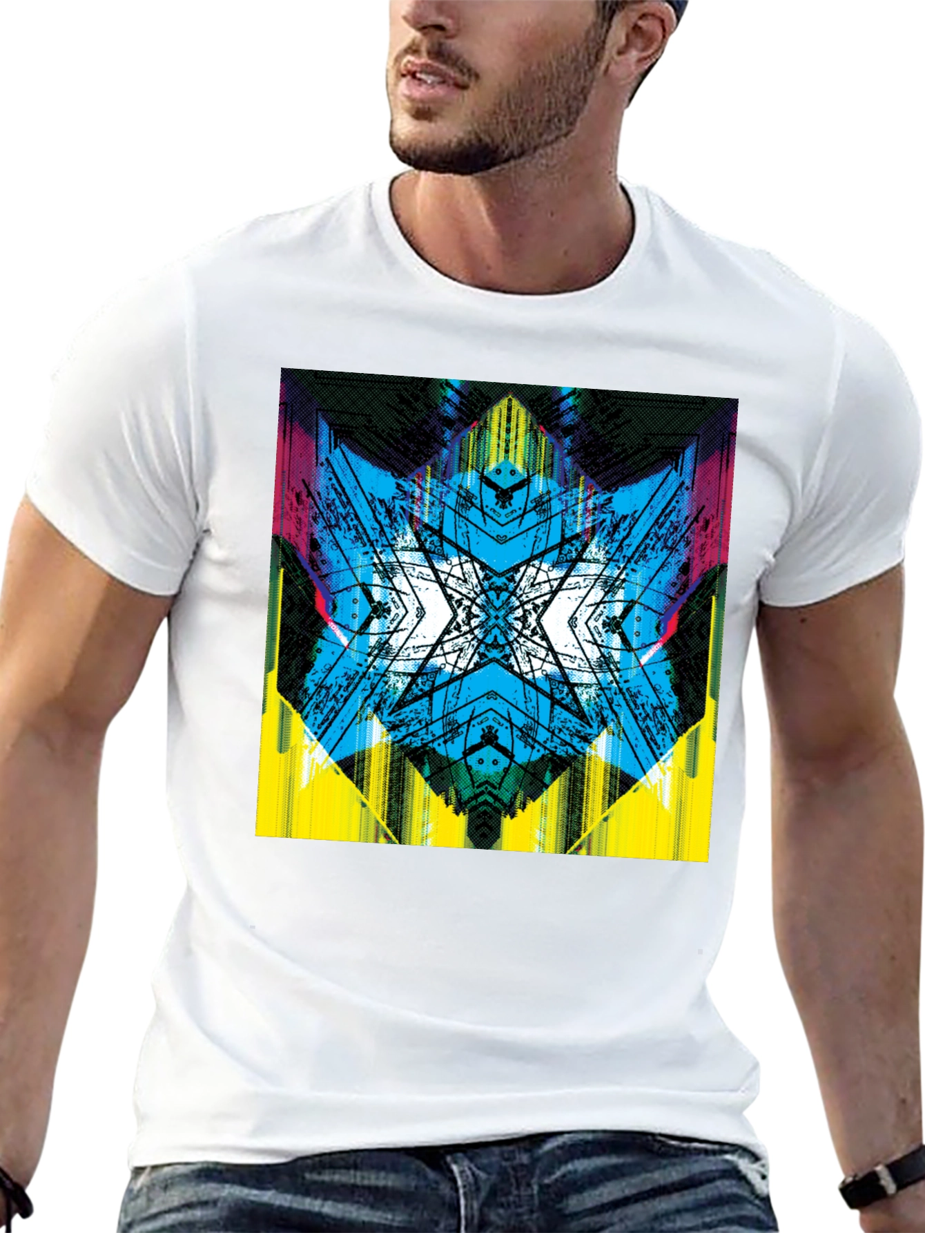 Abstract Graphic Print Tee - Vibrant Black T-Shirt