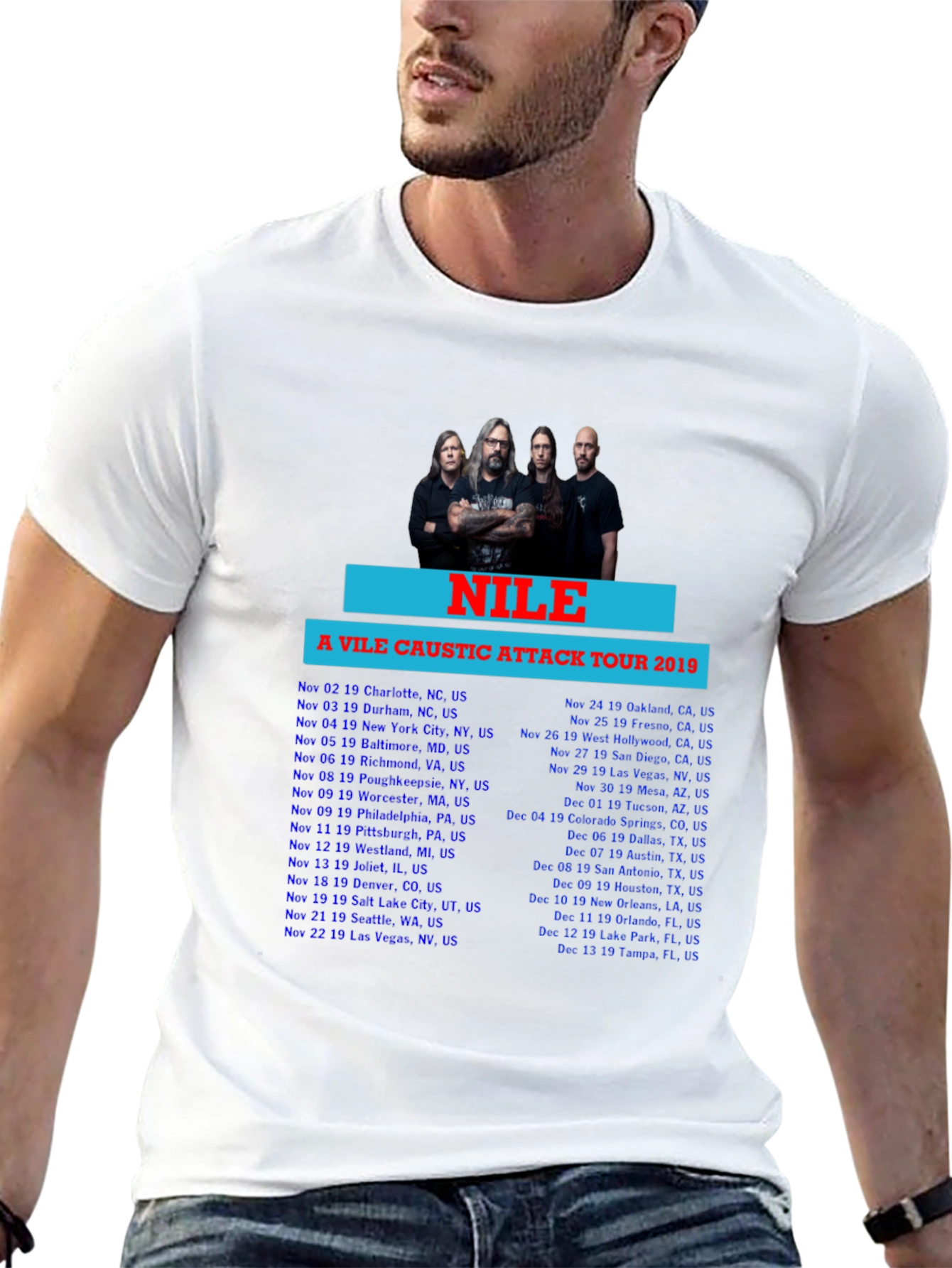 Nile A Vile Caustic Attack Tour 2019 Black T-Shirt