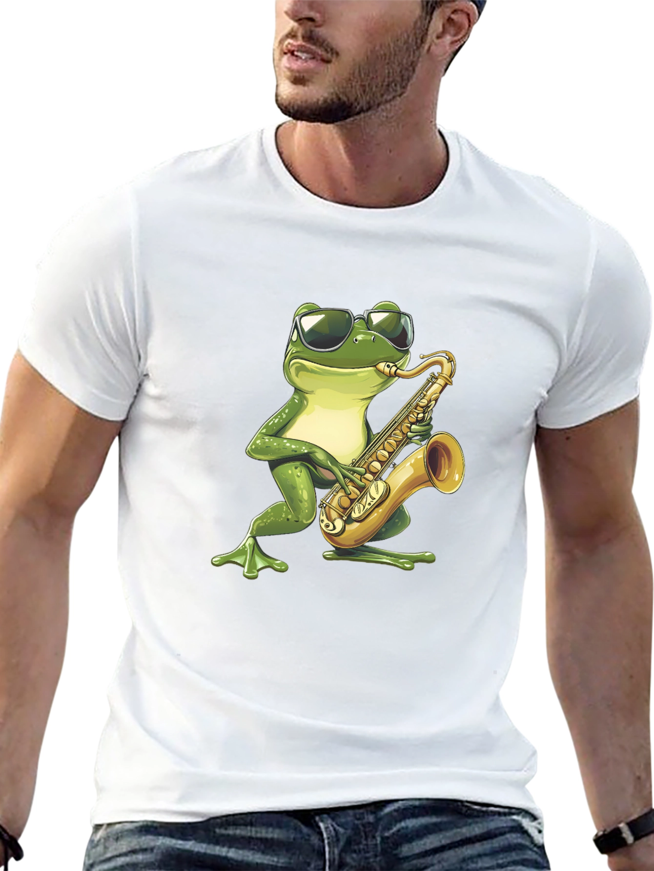 Frog Sax Player Graphic T-Shirt
