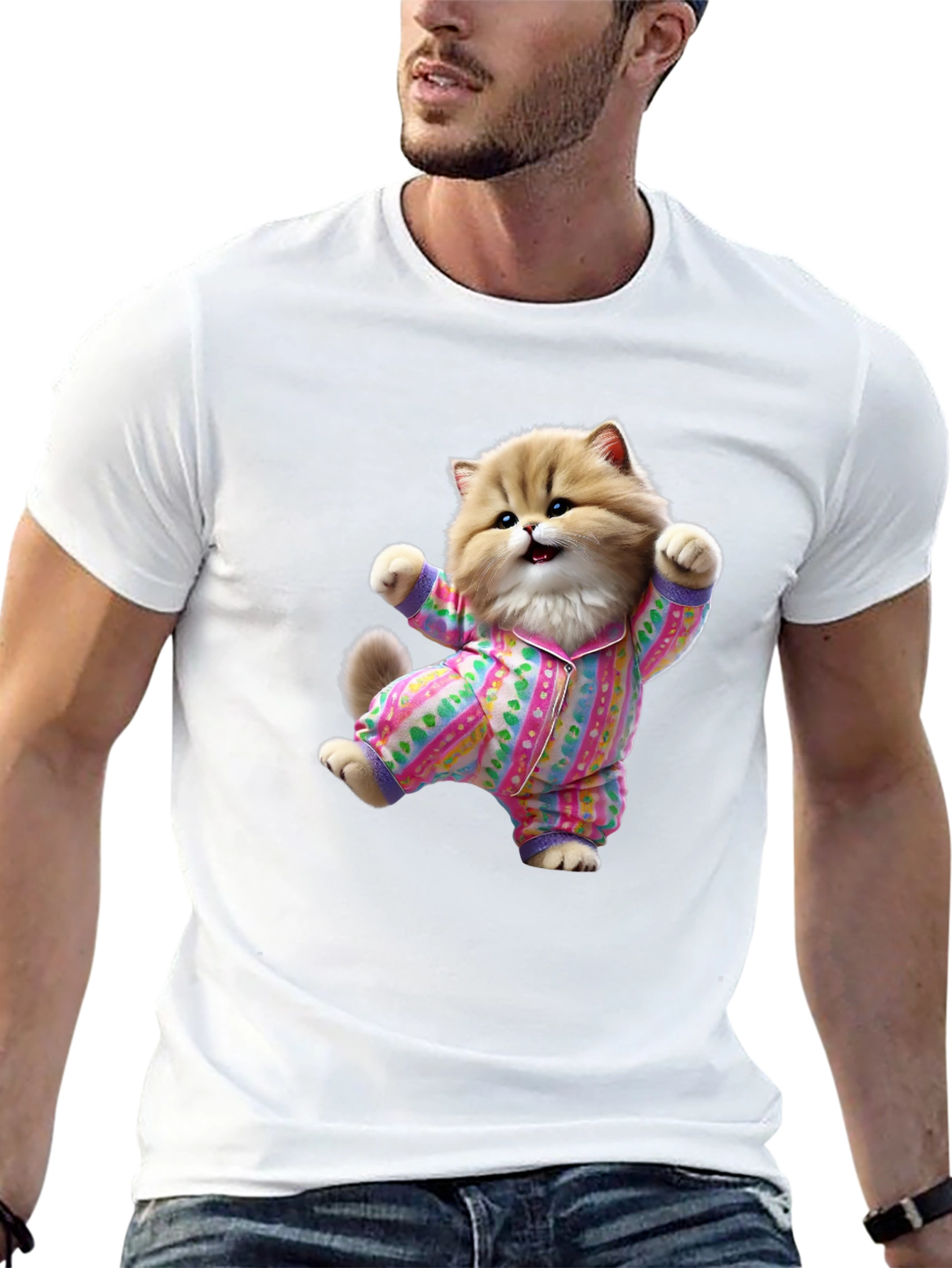 Cute Cat Pajamas T-Shirt - Fun Novelty Tee