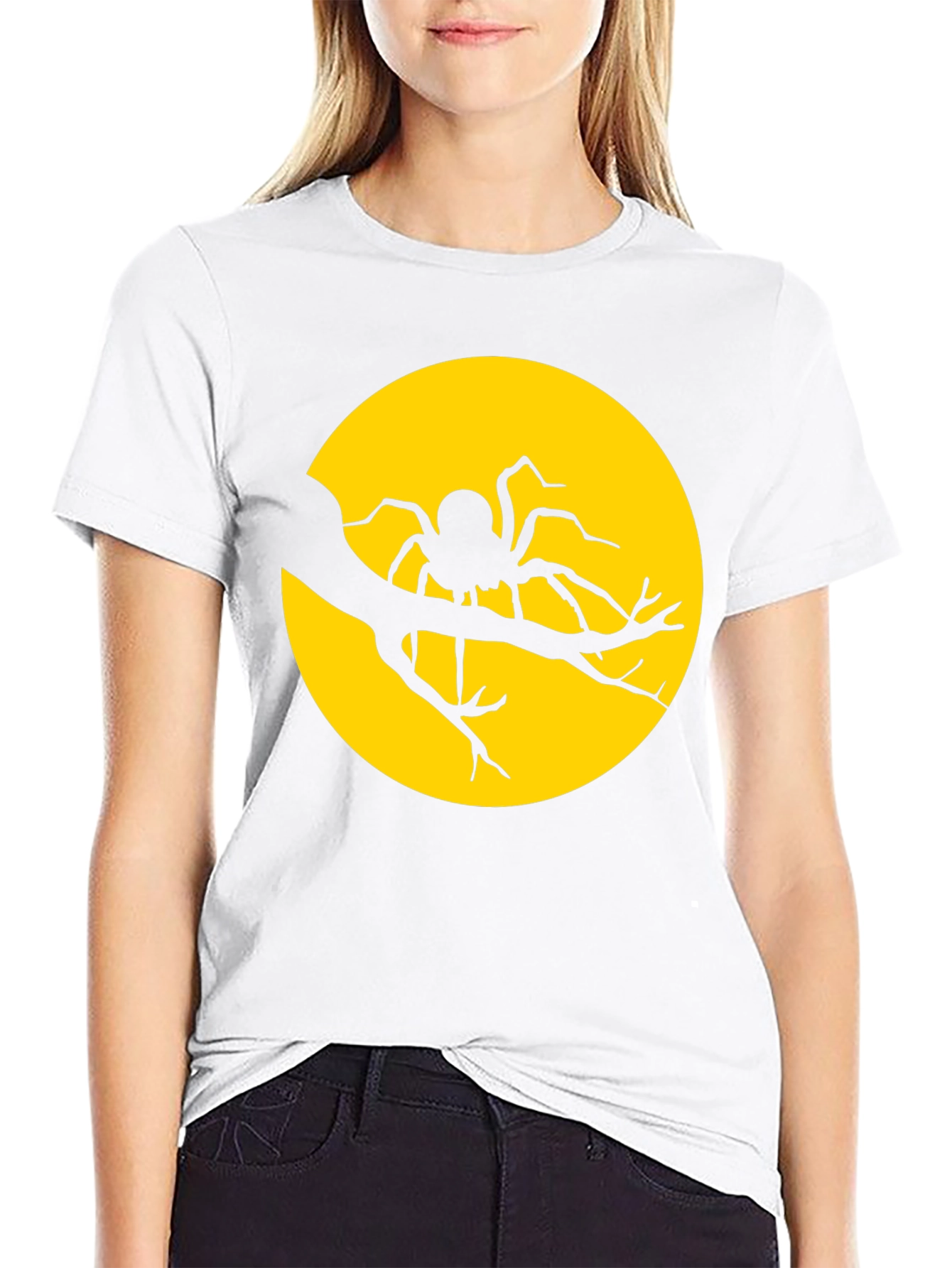 Halloween Spider Moon Graphic Tee - Black