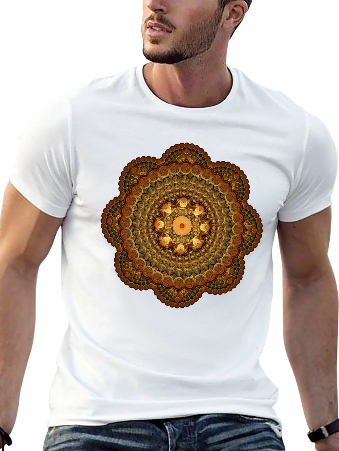 Geometric Mandala Graphic Tee - Black