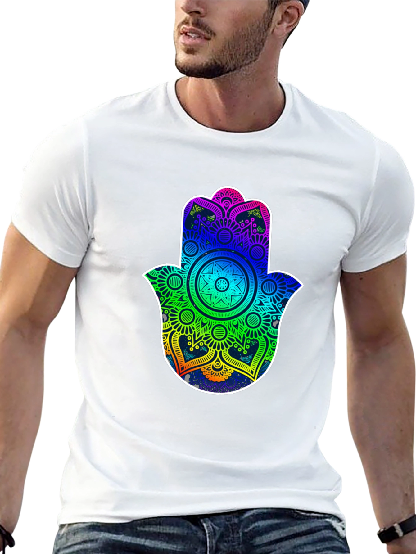 Rainbow Hamsa Hand Graphic Tee