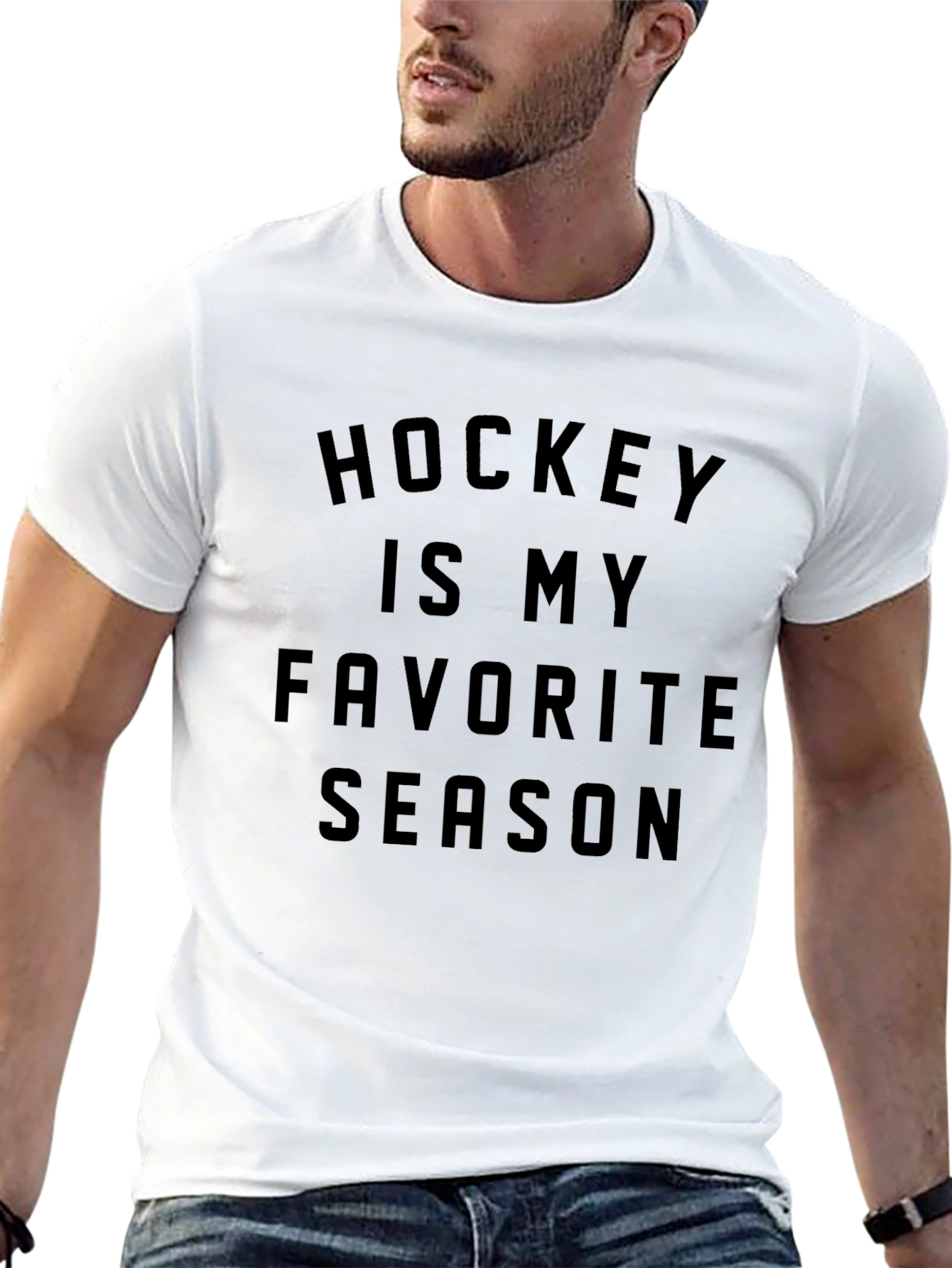 Hockey Is My Favorite Season Black Graphic T-Shirt