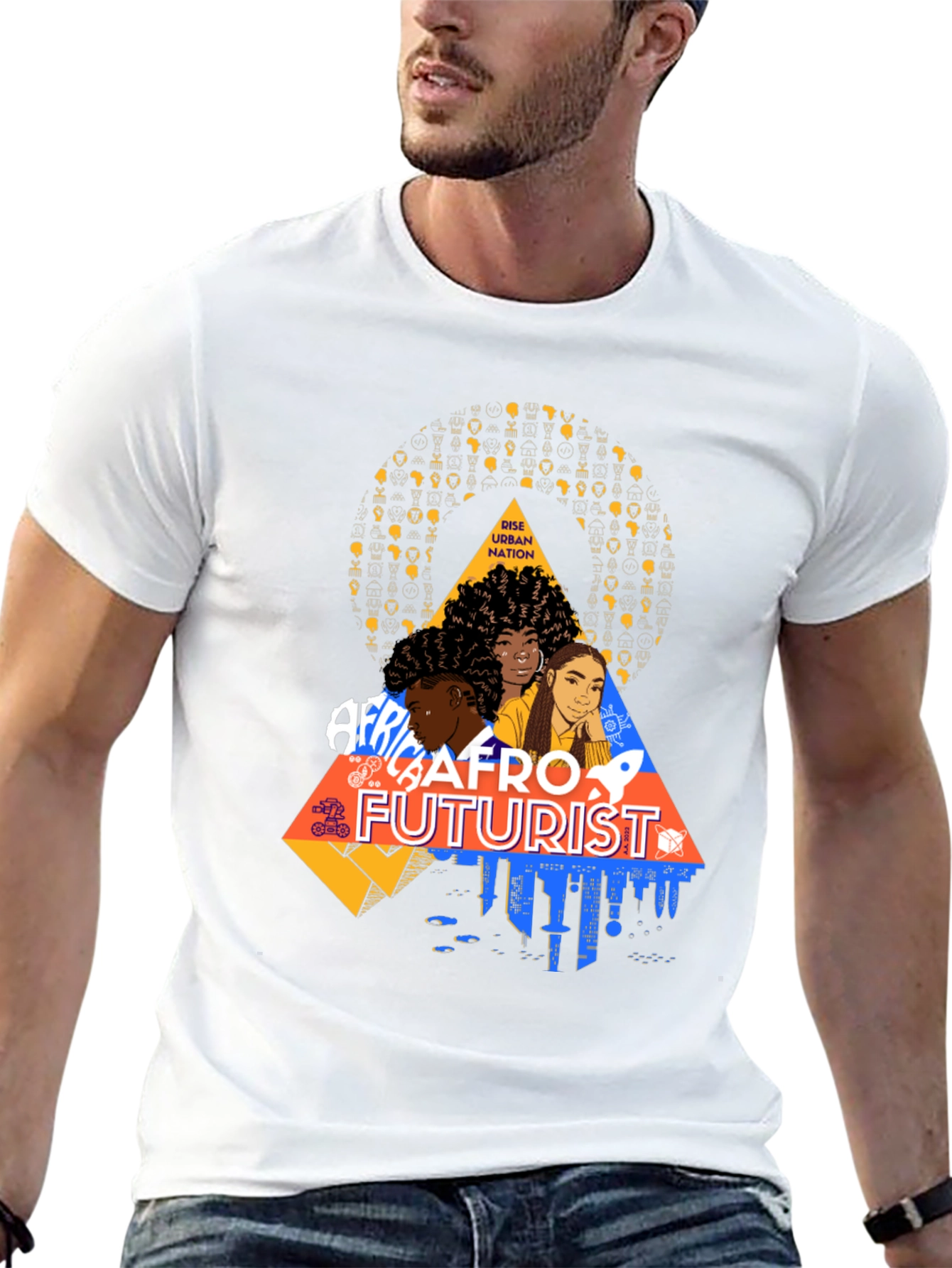 Afrofuturist Graphic Print Black T-Shirt