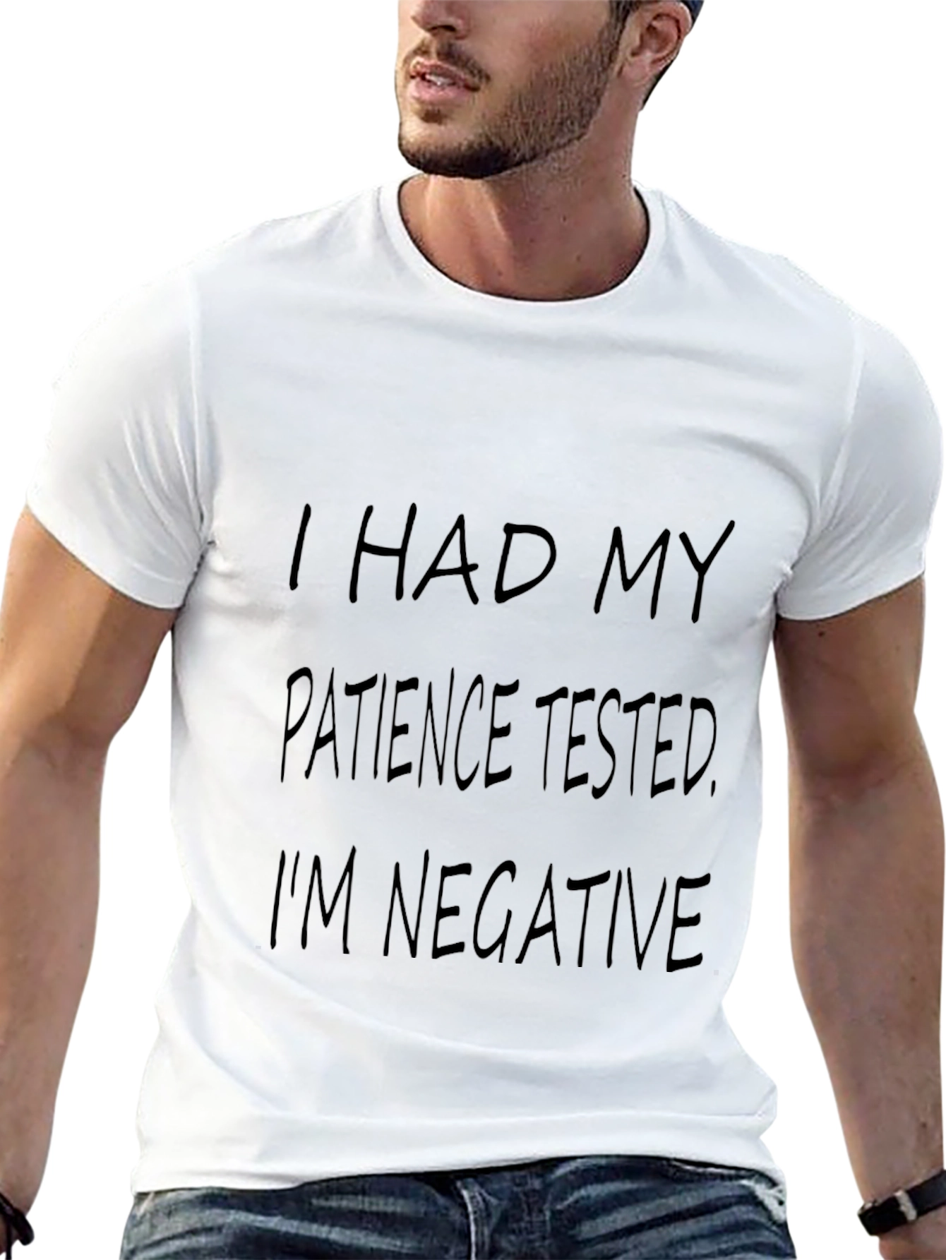 Mens Black Humor Graphic T-Shirt: Patience Tested