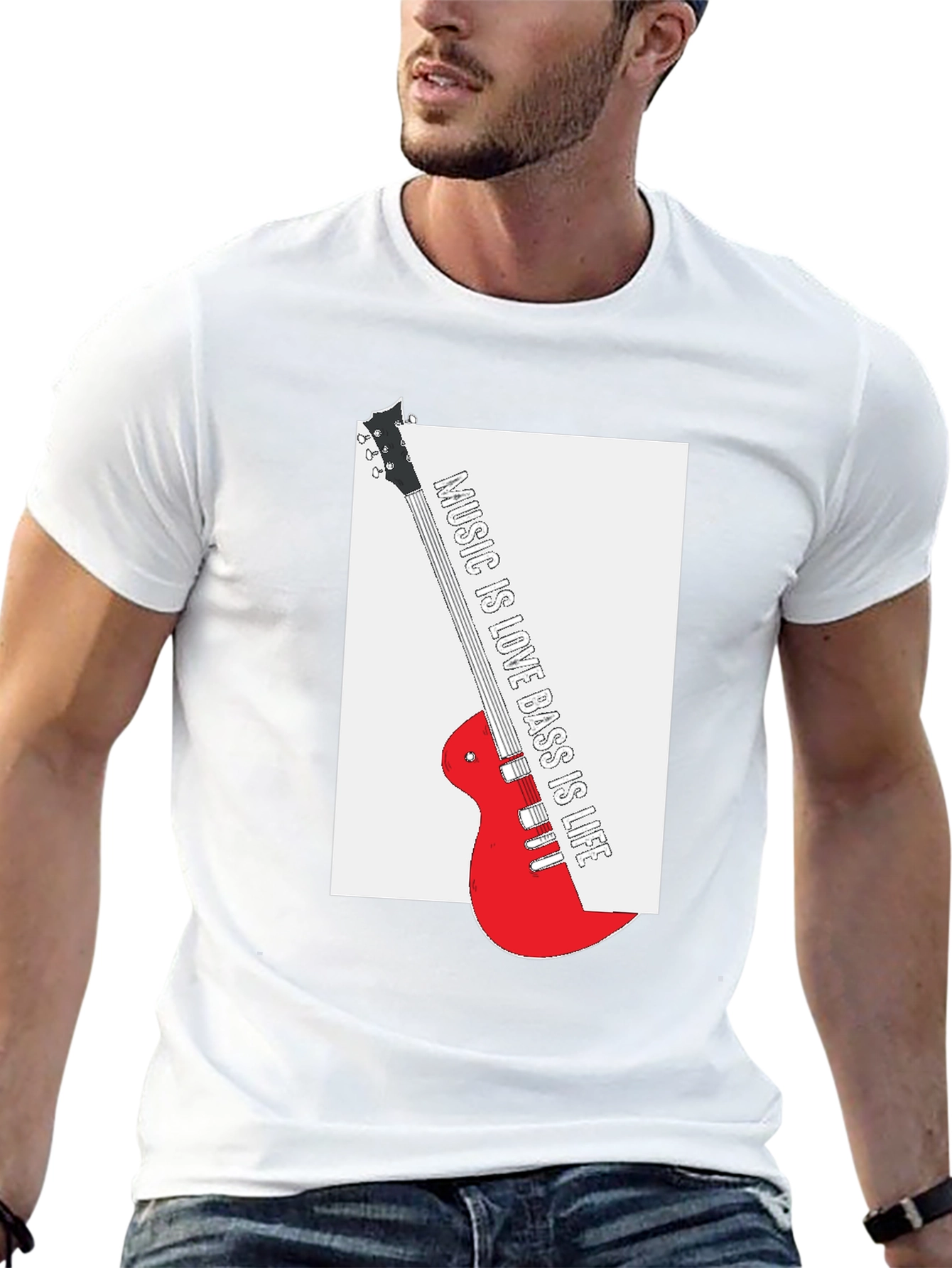 Music is Love Bass is Life Black T-Shirt