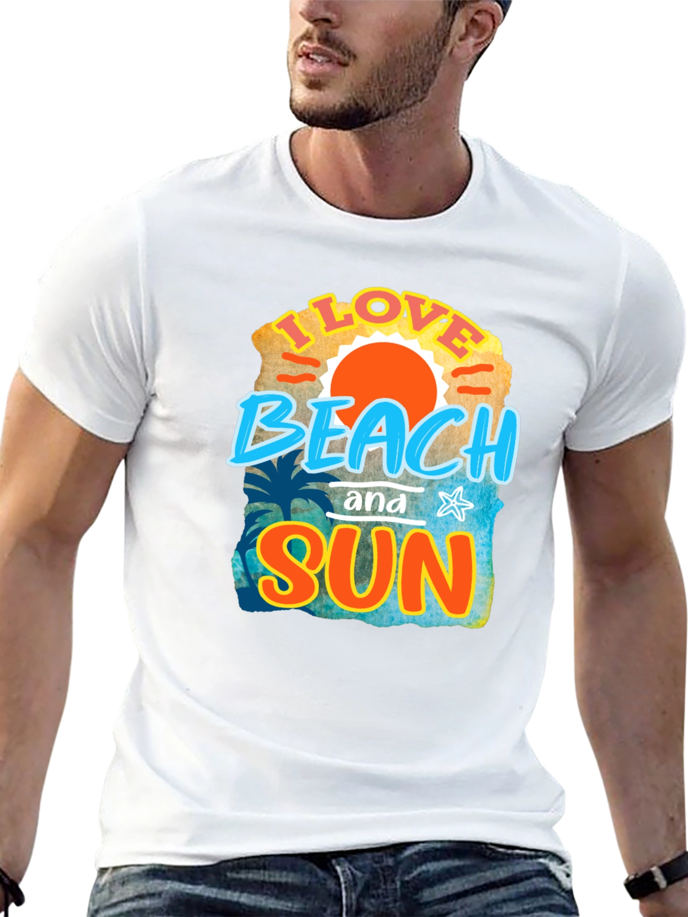 I Love Beach and Sun Black T-Shirt