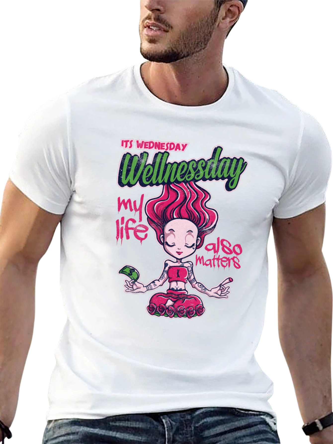 Wellness Wednesday Black Graphic T-Shirt