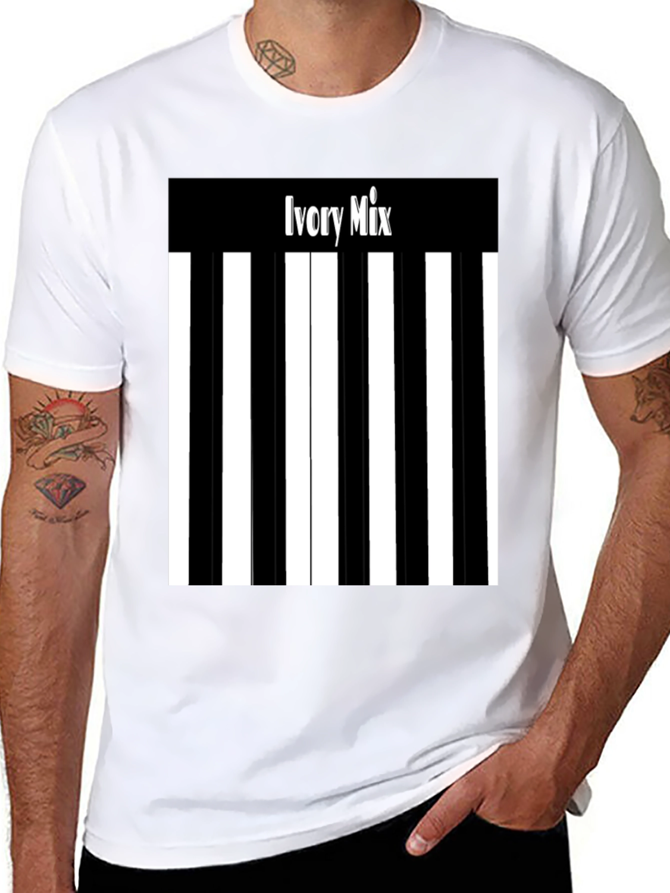 Ivory Mix Piano Keys Graphic Tee - Black