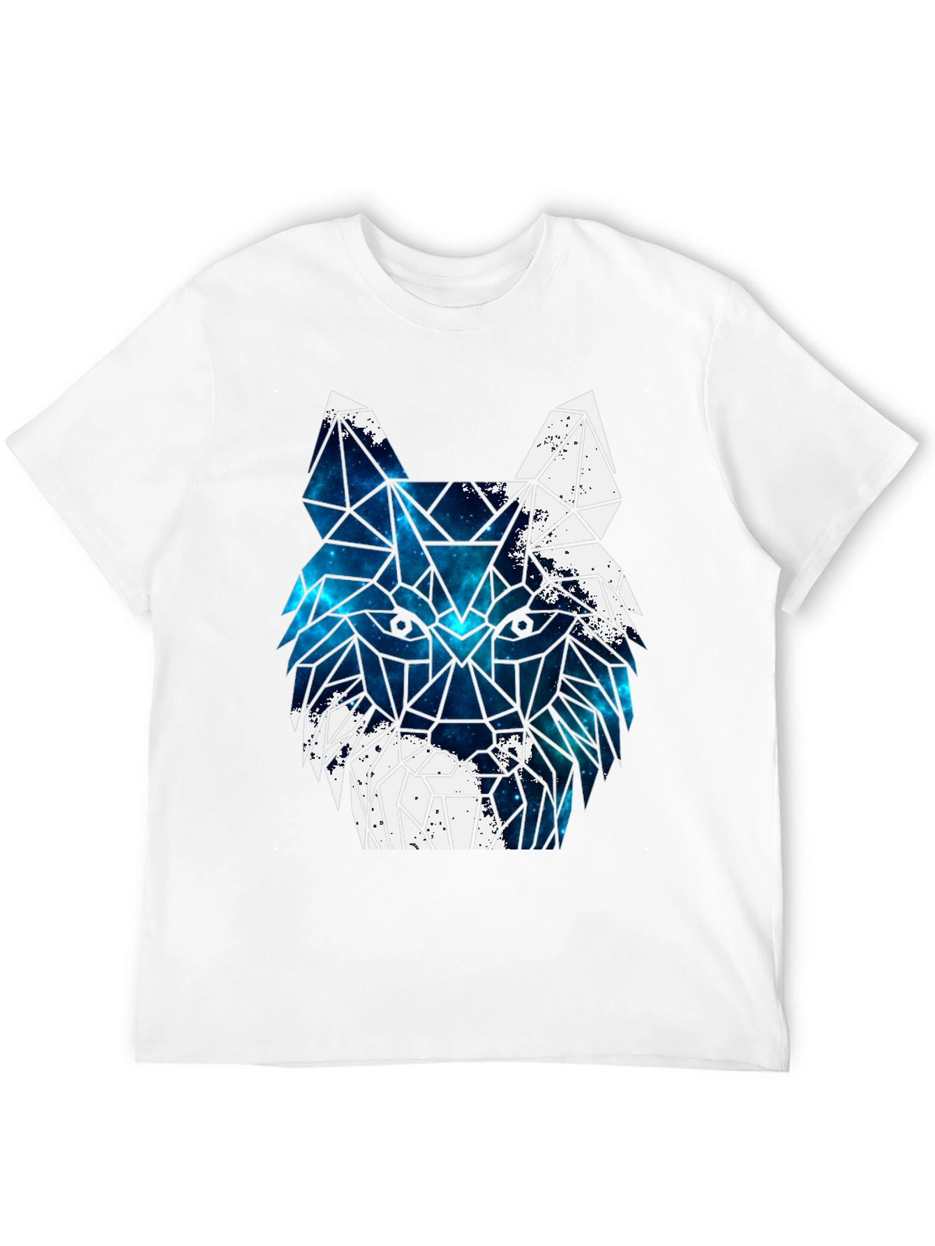Geometric Galaxy Wolf Graphic Print T-Shirt