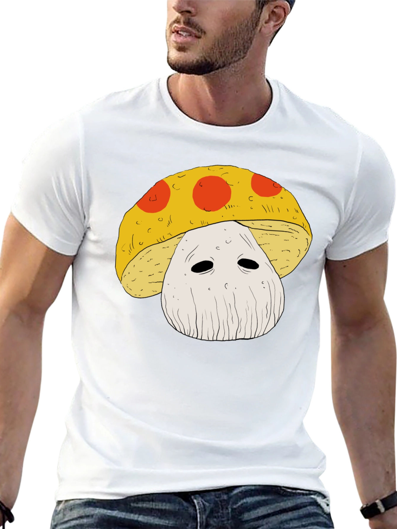 Mushroom Graphic Tee - Funky Black T-Shirt