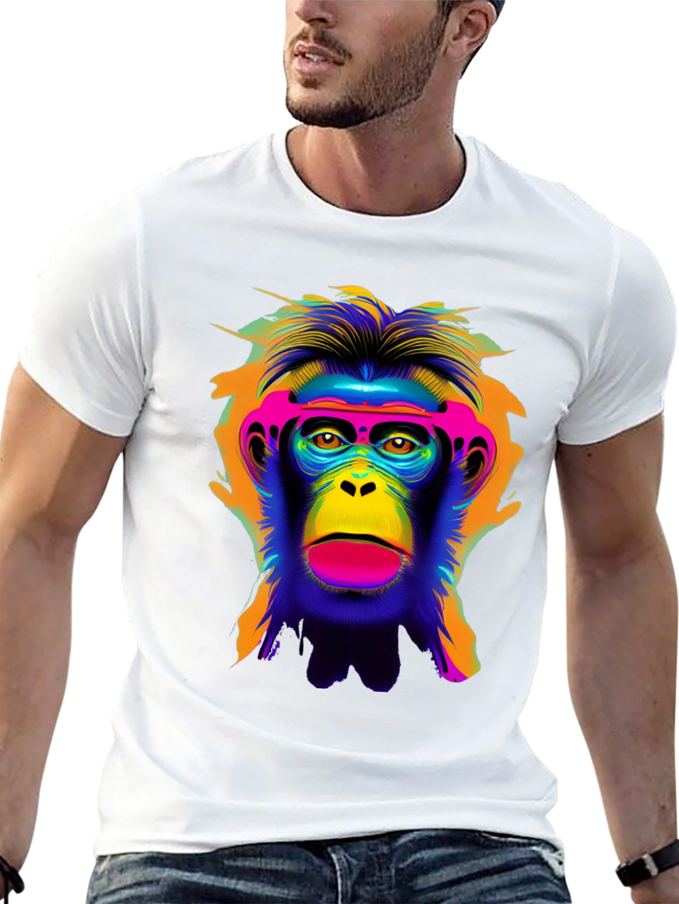 Vibrant Monkey Graphic Tee - Bold Statement Shirt