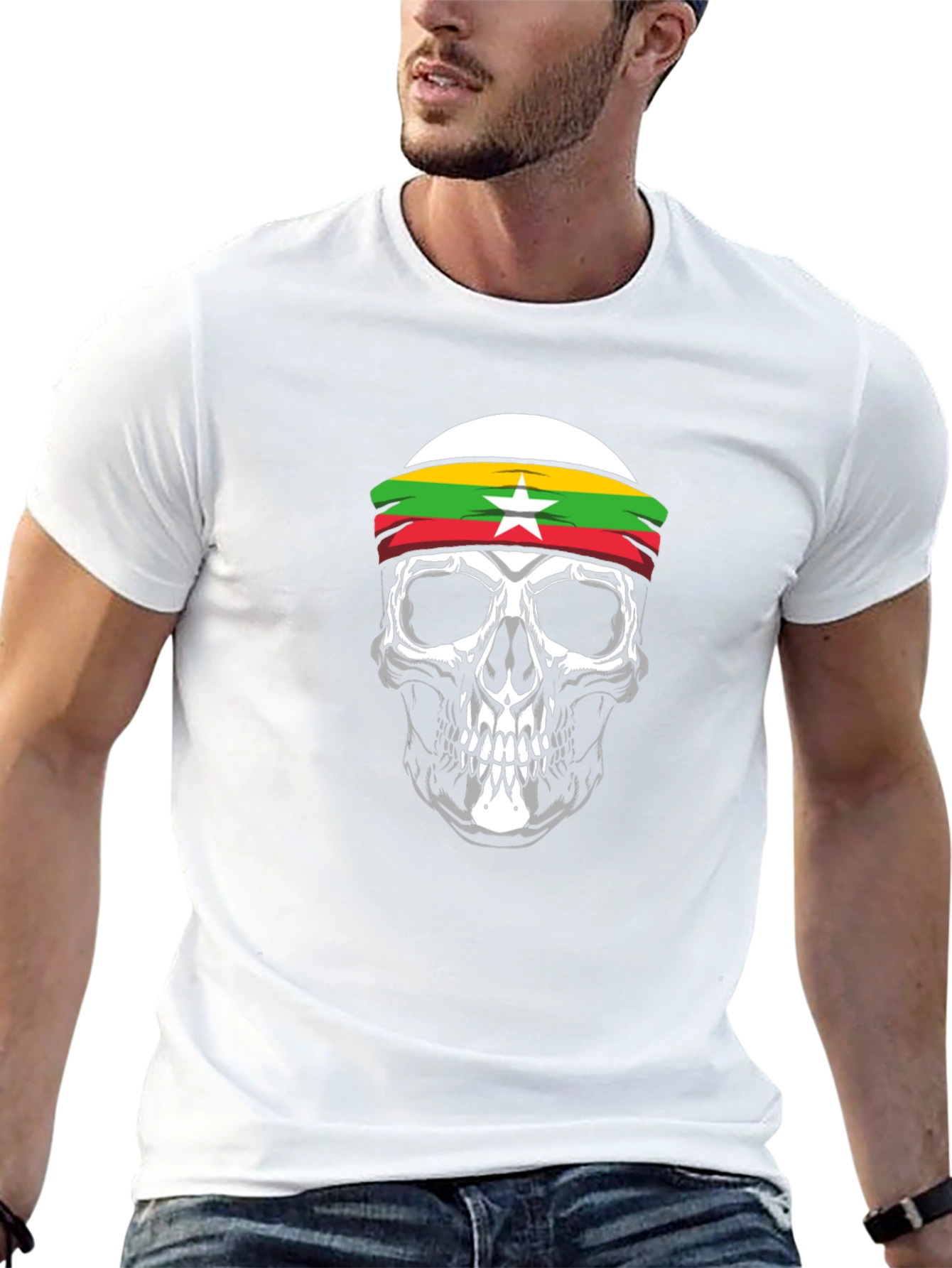 Myanmar Flag Skull T-Shirt