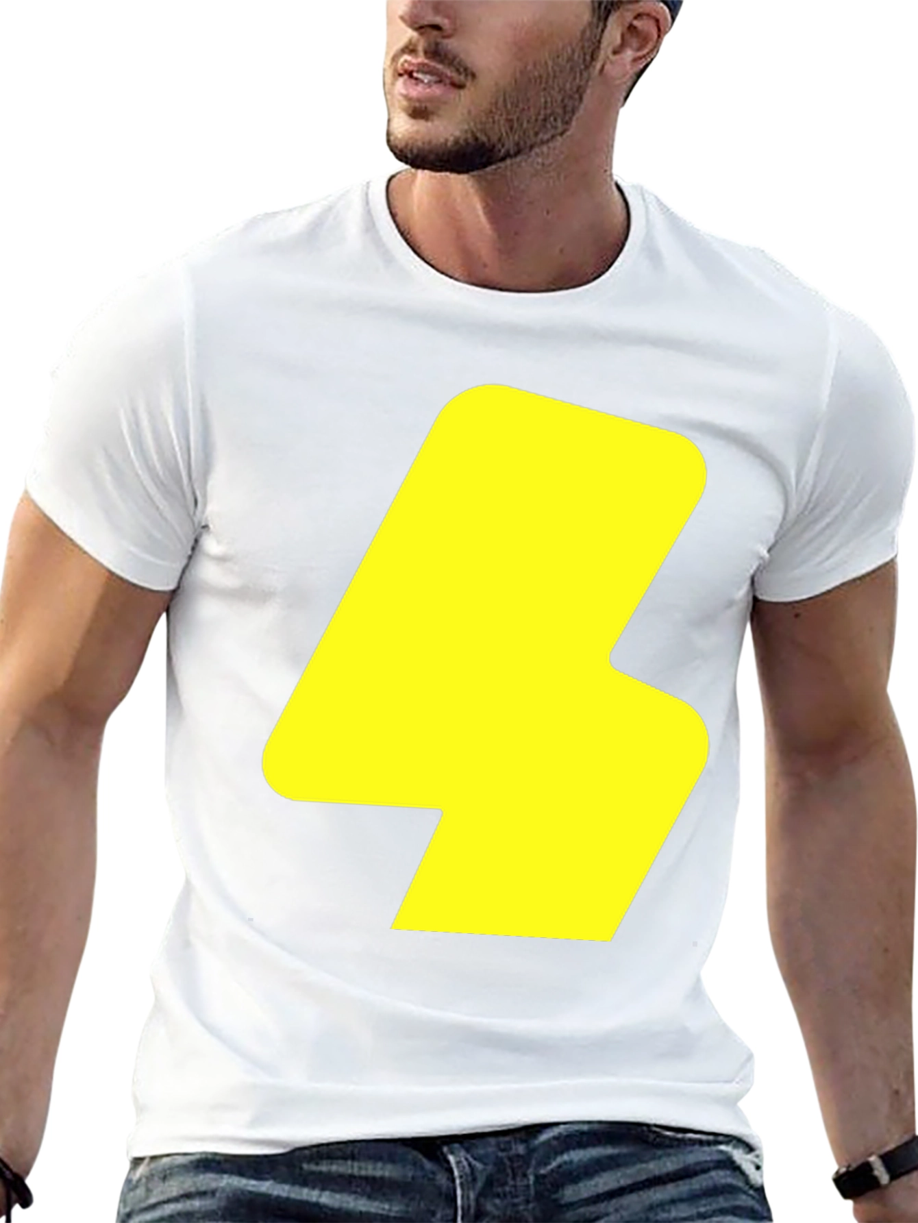Bold Yellow Lightning Bolt Graphic Black T-Shirt