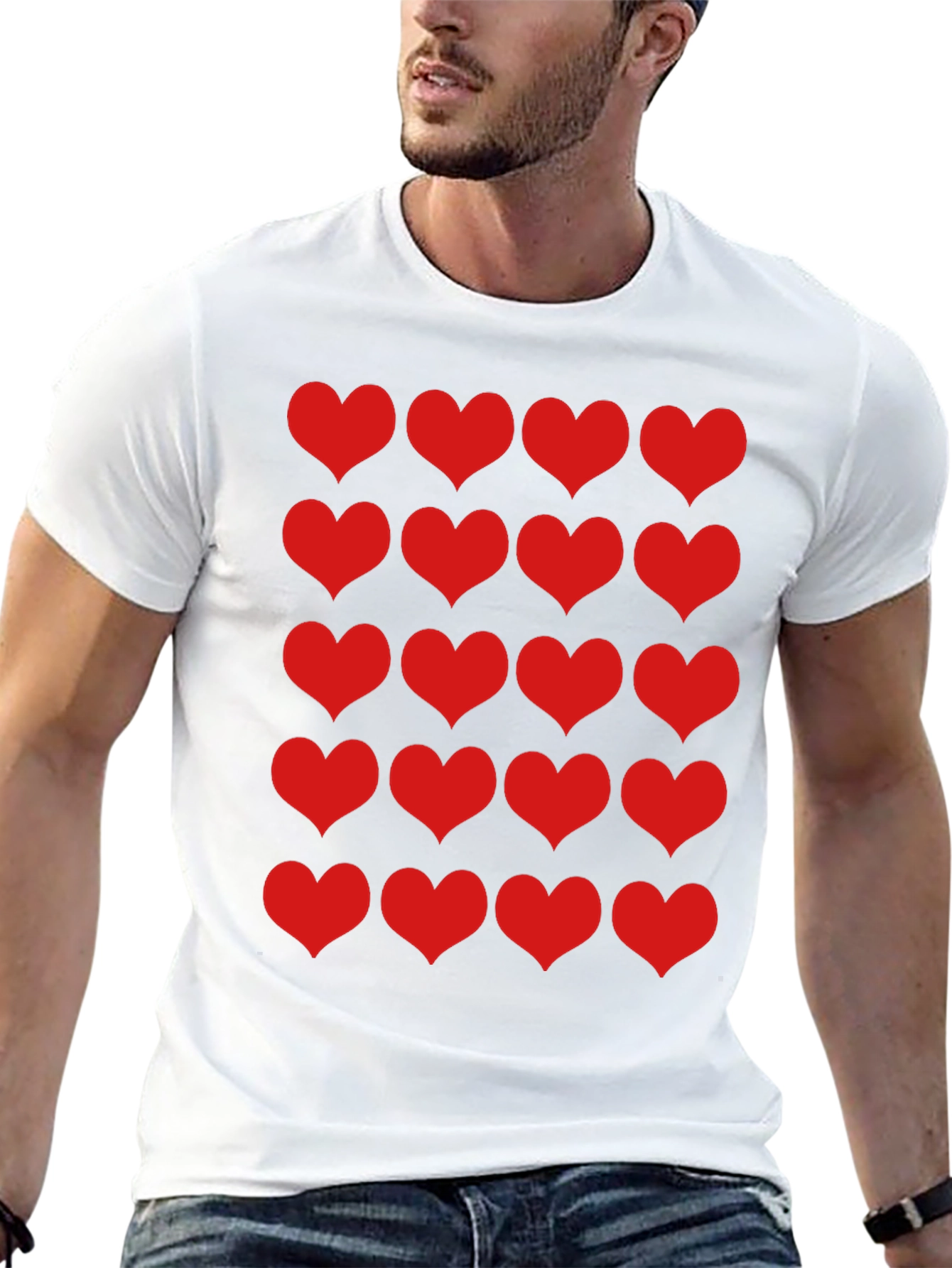 Heart Print Black Tee - Mens Fashion