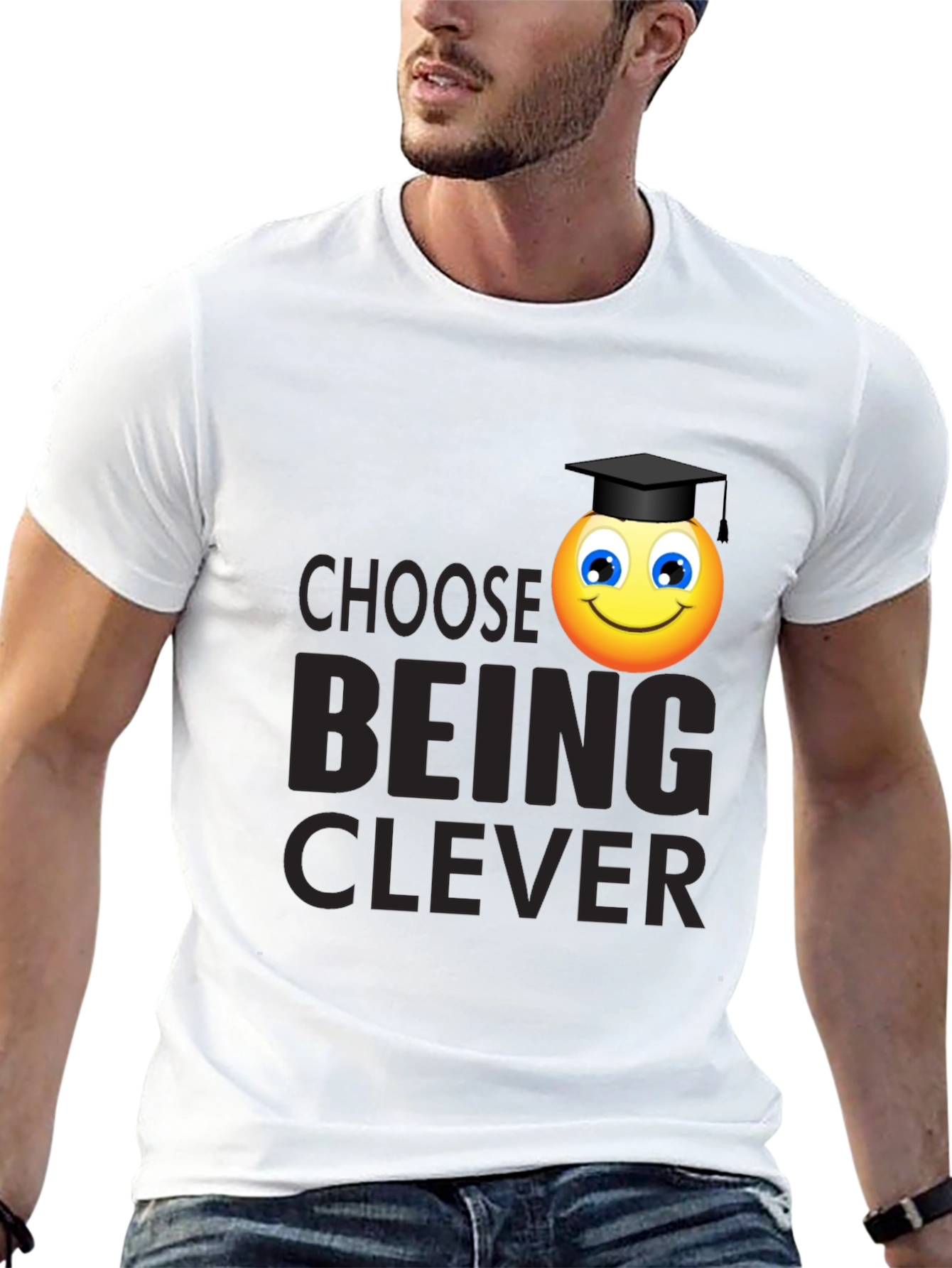 Clever Grad Emoji Black T-Shirt