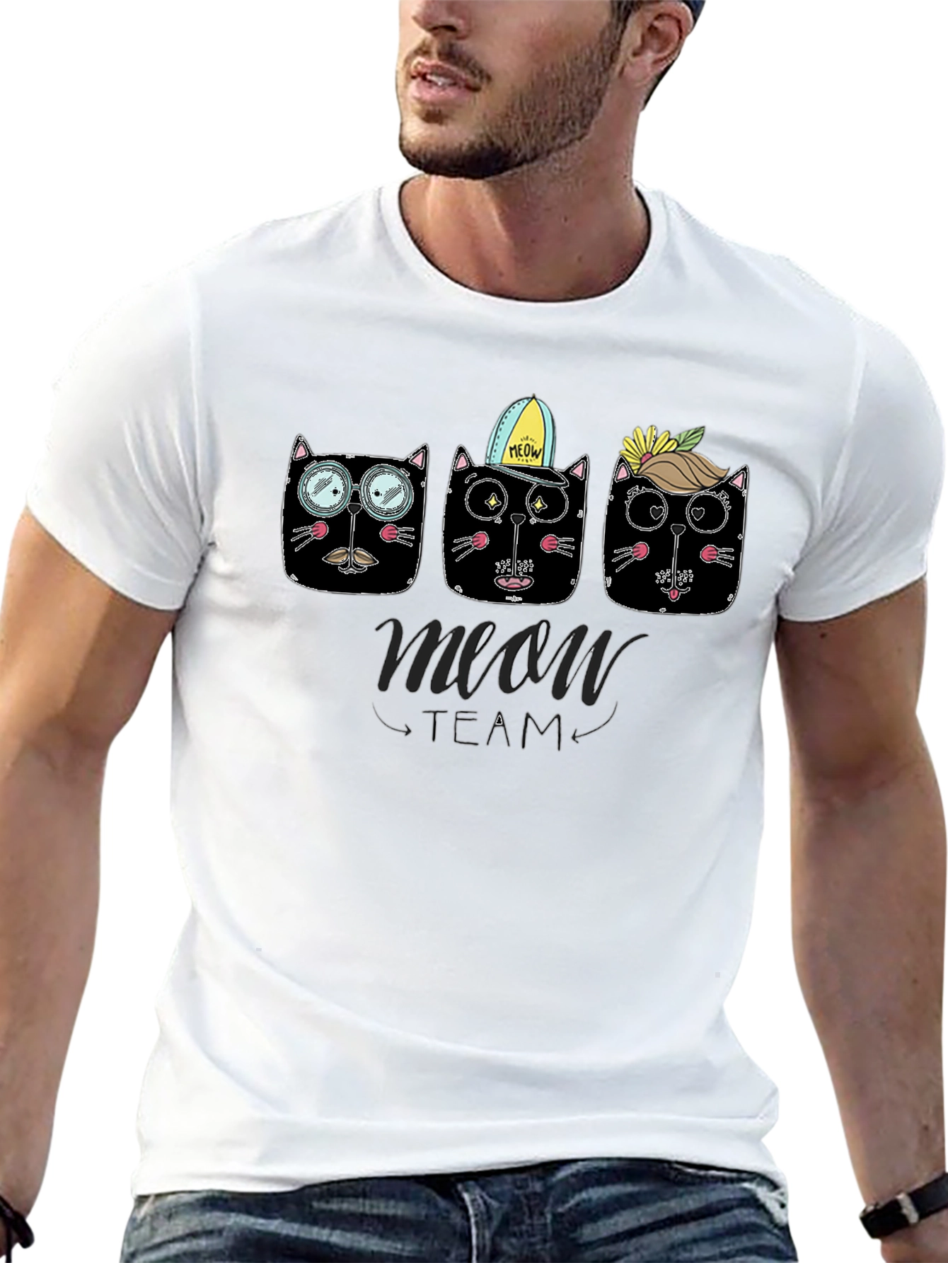 Meow Team Black T-Shirt - Cat Lover Tee