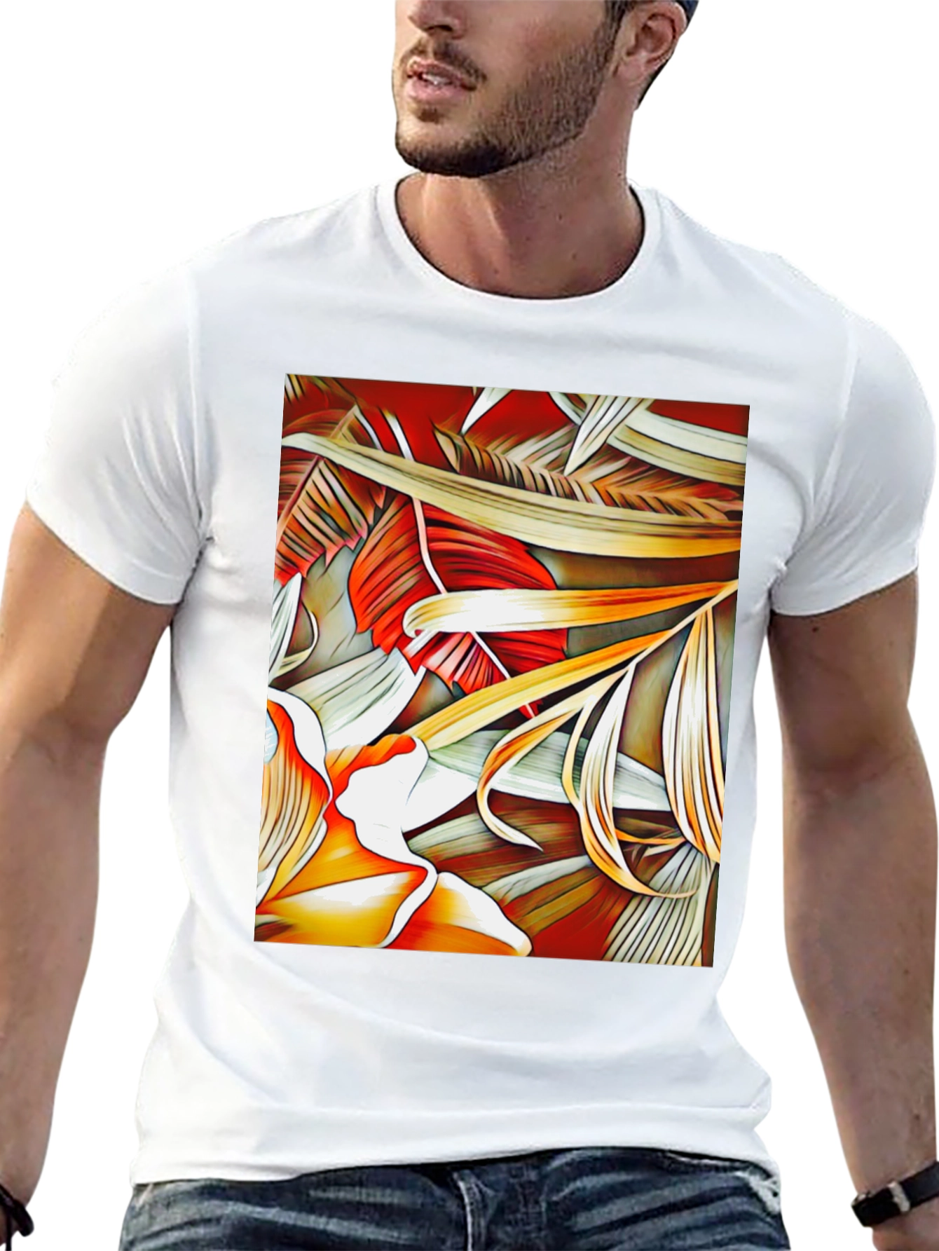 Tropical Leaves Graphic Tee - Unique Design