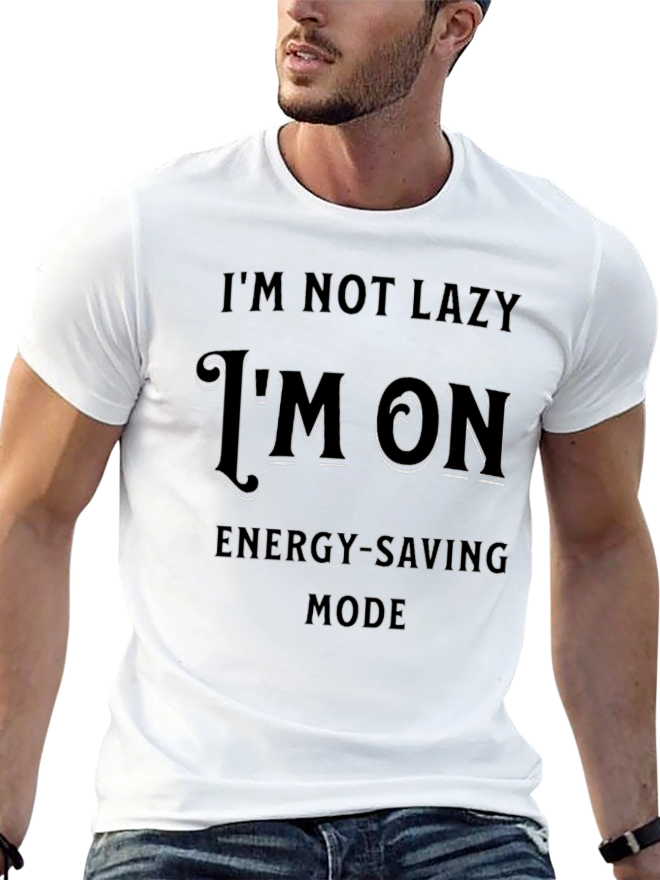 Funny Energy-Saving Mode Graphic Tee for Men