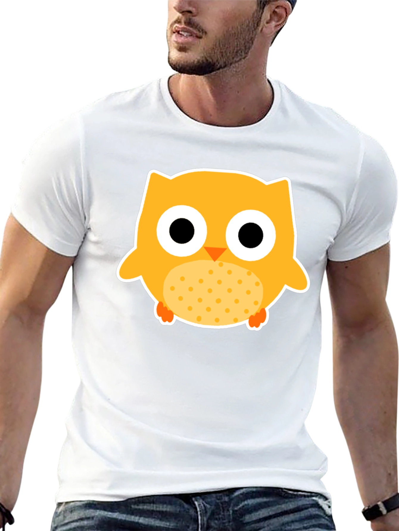 Cute Owl Graphic Tee - Black Cotton T-Shirt