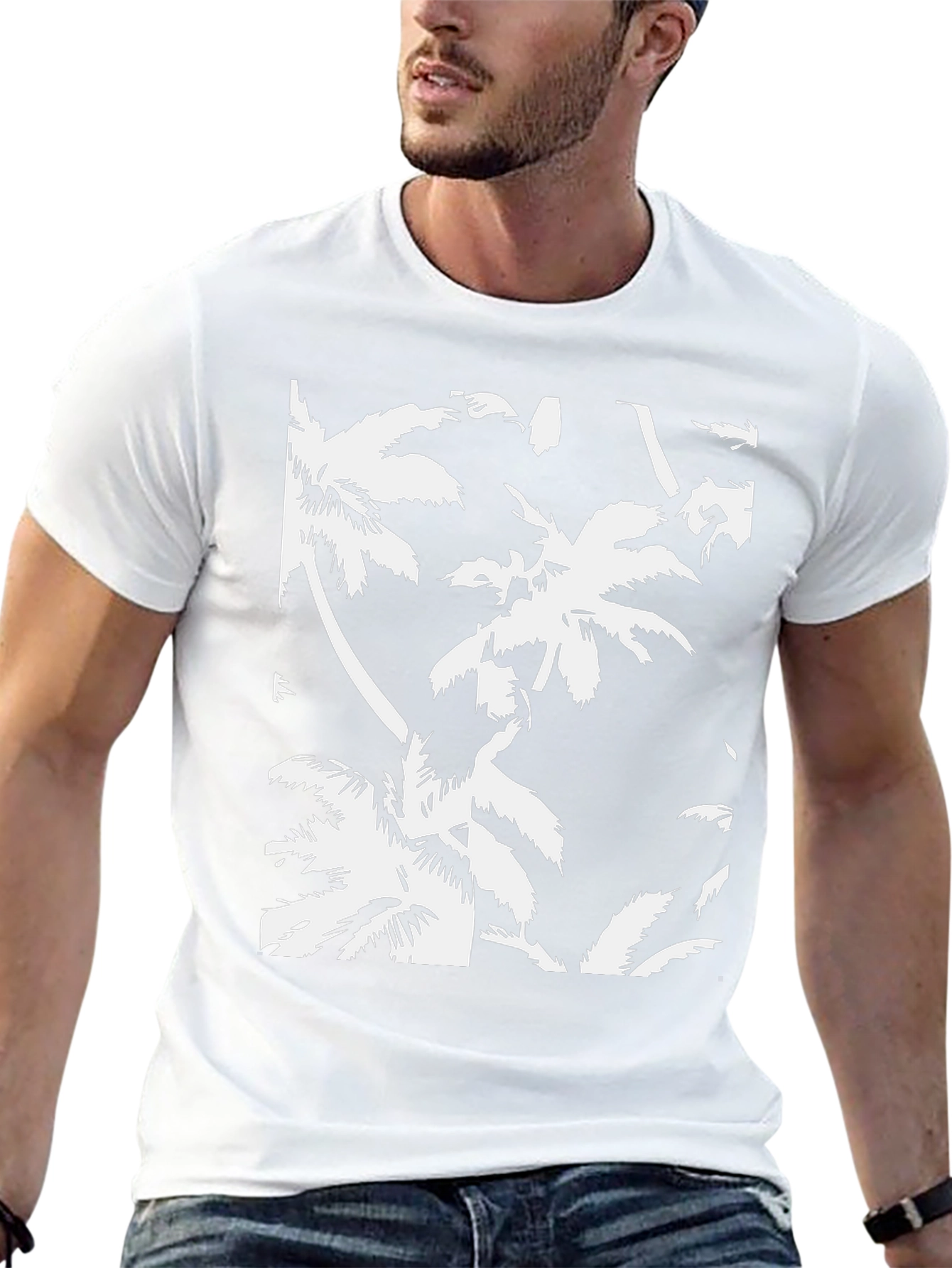 Tropical Palm Tree Print Black T-Shirt