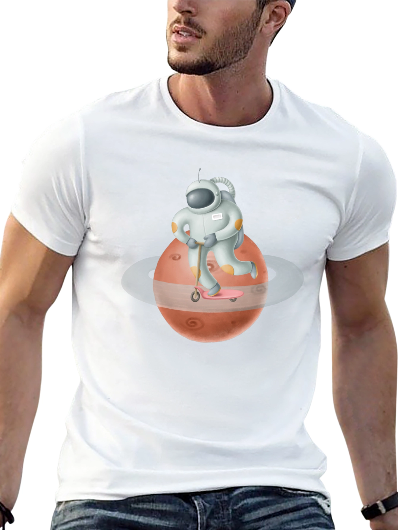 Astronaut Mars Scooter Black T-Shirt