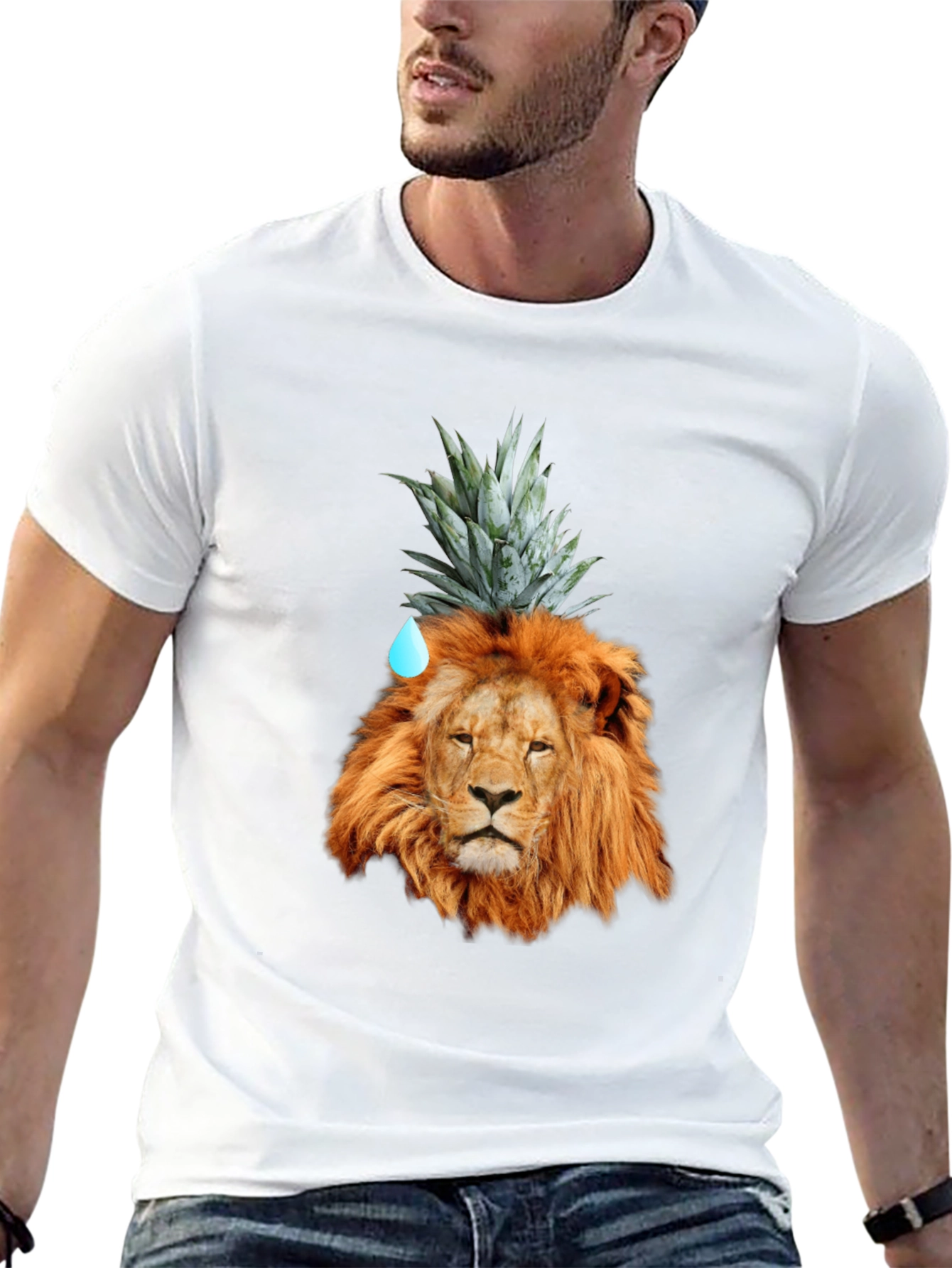 Lion Head with Pineapple Crown Novelty T-Shirt