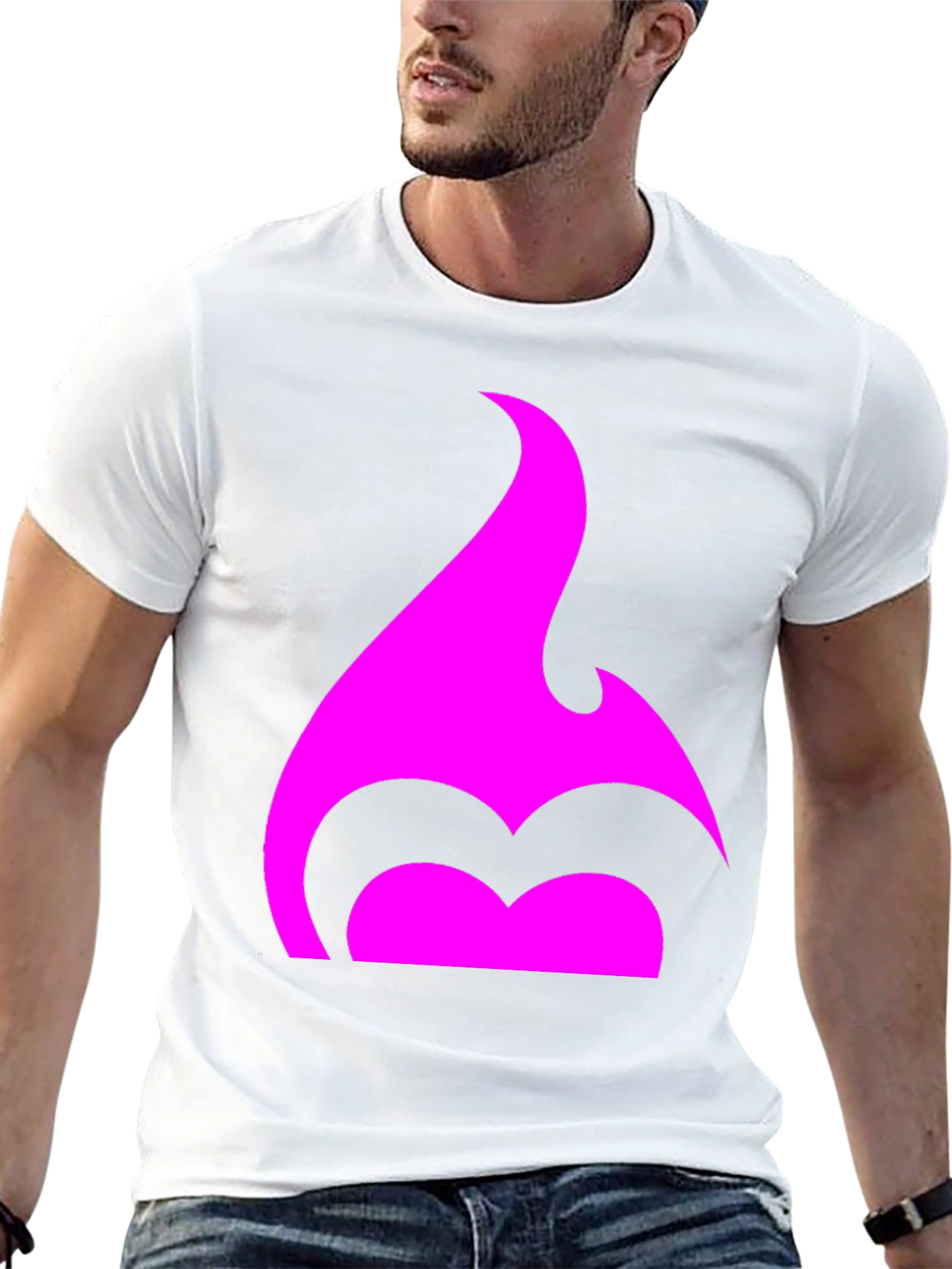 Black T-Shirt with Pink Flame Graphic