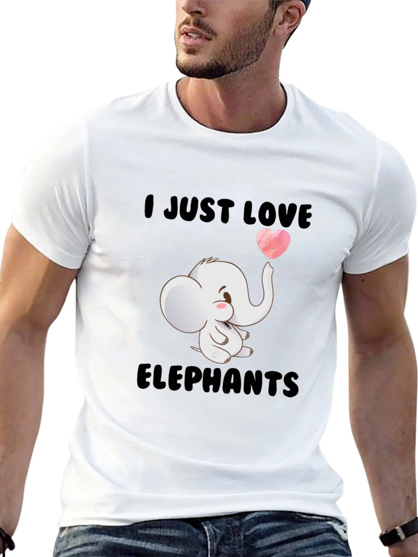 I Love Elephants Black T-Shirt