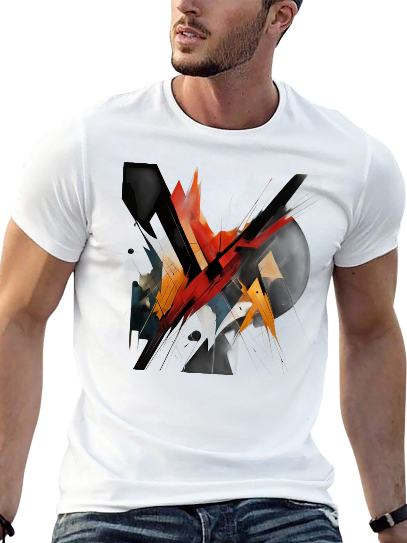 Abstract Geometric Graphic Black T-Shirt