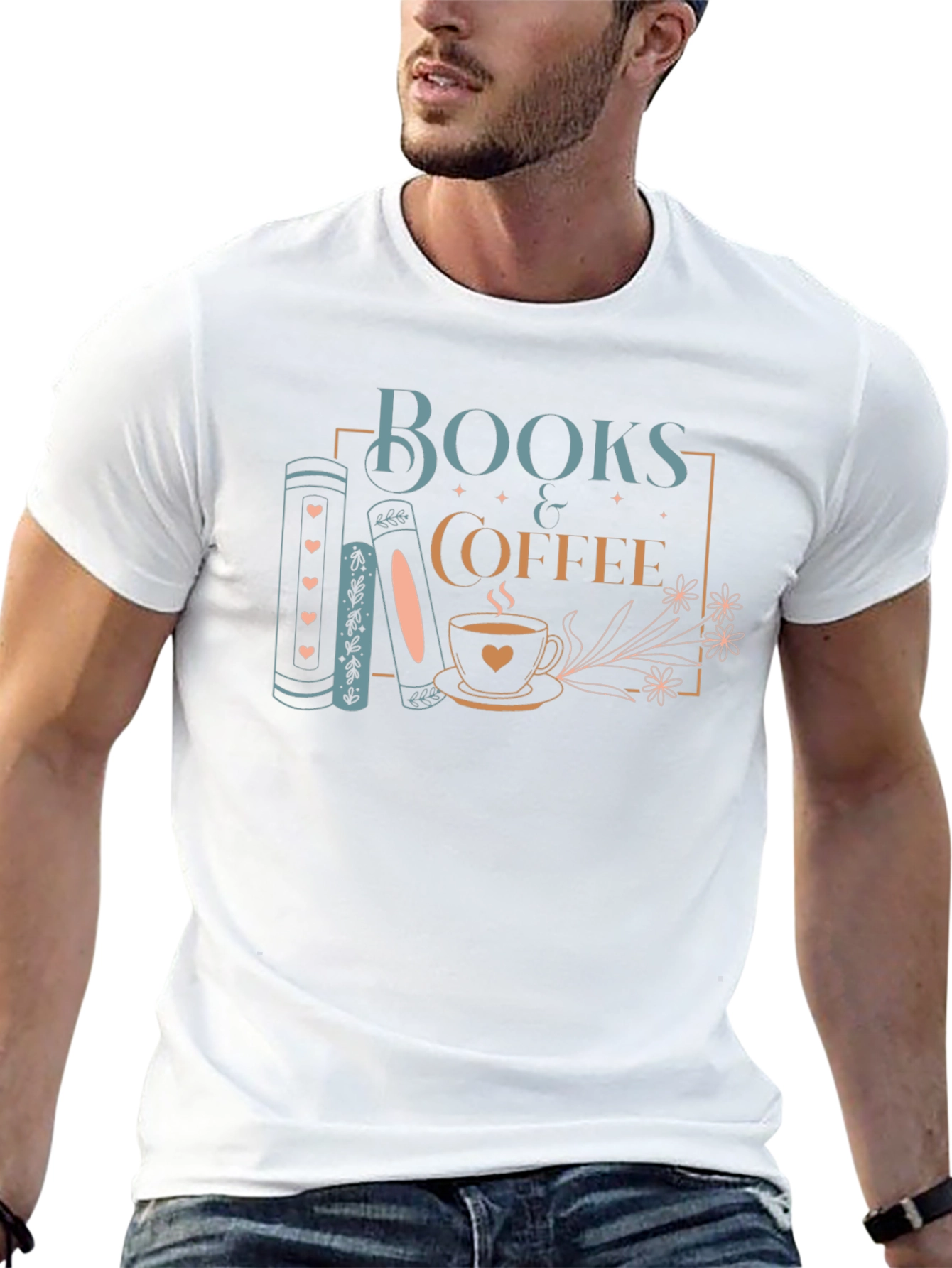 Books & Coffee Graphic Tee - Stylish Unisex T-Shirt
