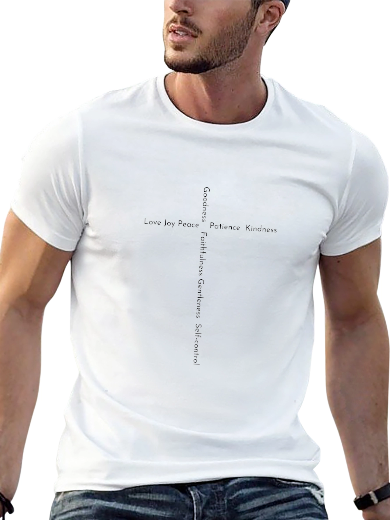 Faith Cross Word Art T-Shirt - Christian Apparel